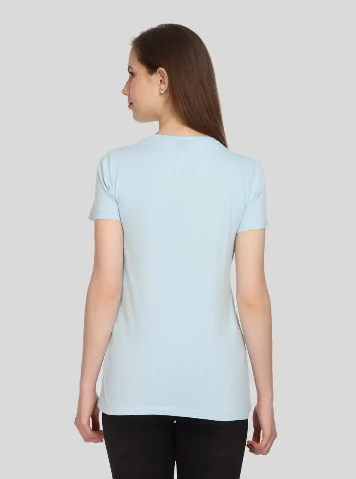 Women's Light Blue V-Neck T-Shirt in 100% Cotton Jersey Fabric | Buy Online at  Boer and Fitch