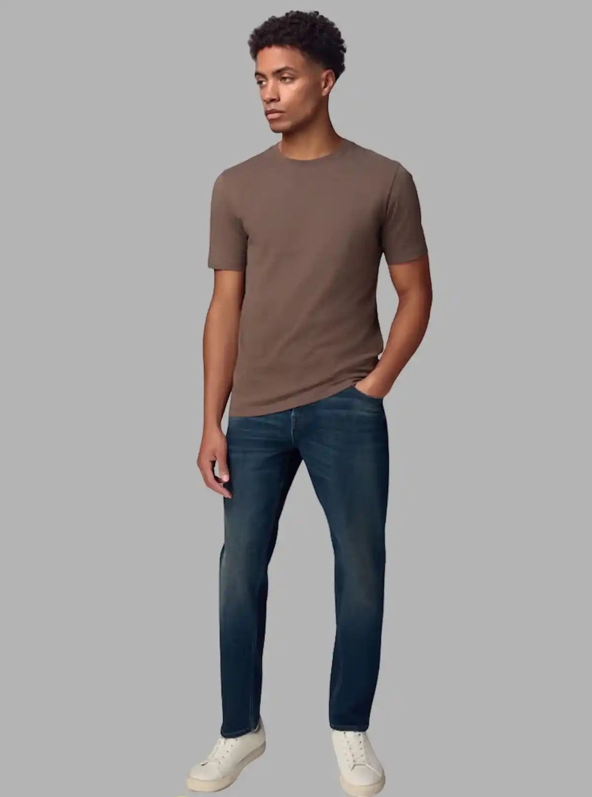 Boer & Fitch men's brown 100% cotton crew neck t-shirt with short sleeves and a subtle back print.
