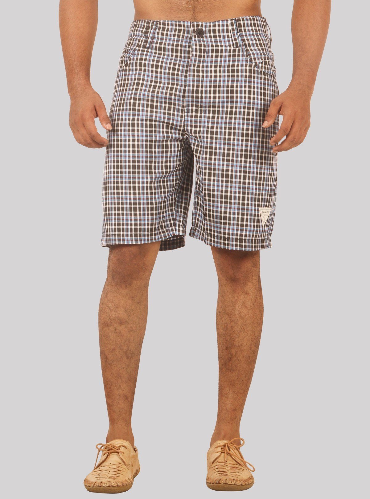 Brown Micro Checkered Shorts for Men – Casual Cotton Shorts by Boer and Fitch - Boer and Fitch