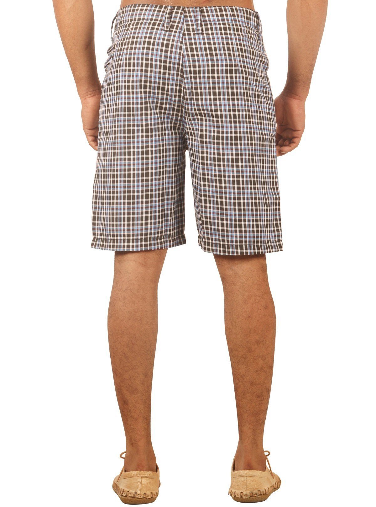Brown Micro Checkered Shorts for Men – Casual Cotton Shorts by Boer and Fitch - Boer and Fitch