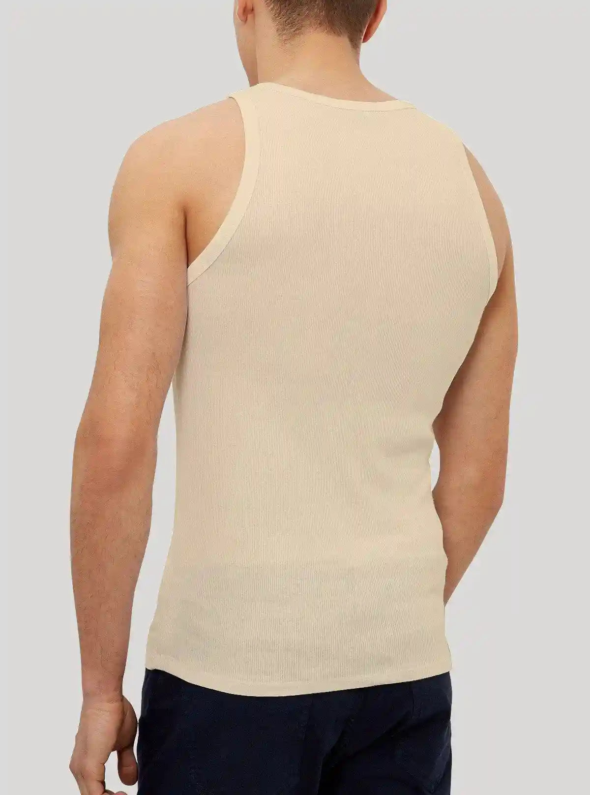 Beige Ribbed Vest for Men – Casual Cotton Sleeveless Vest by Boer and Fitch | Buy Online at  Boer and Fitch