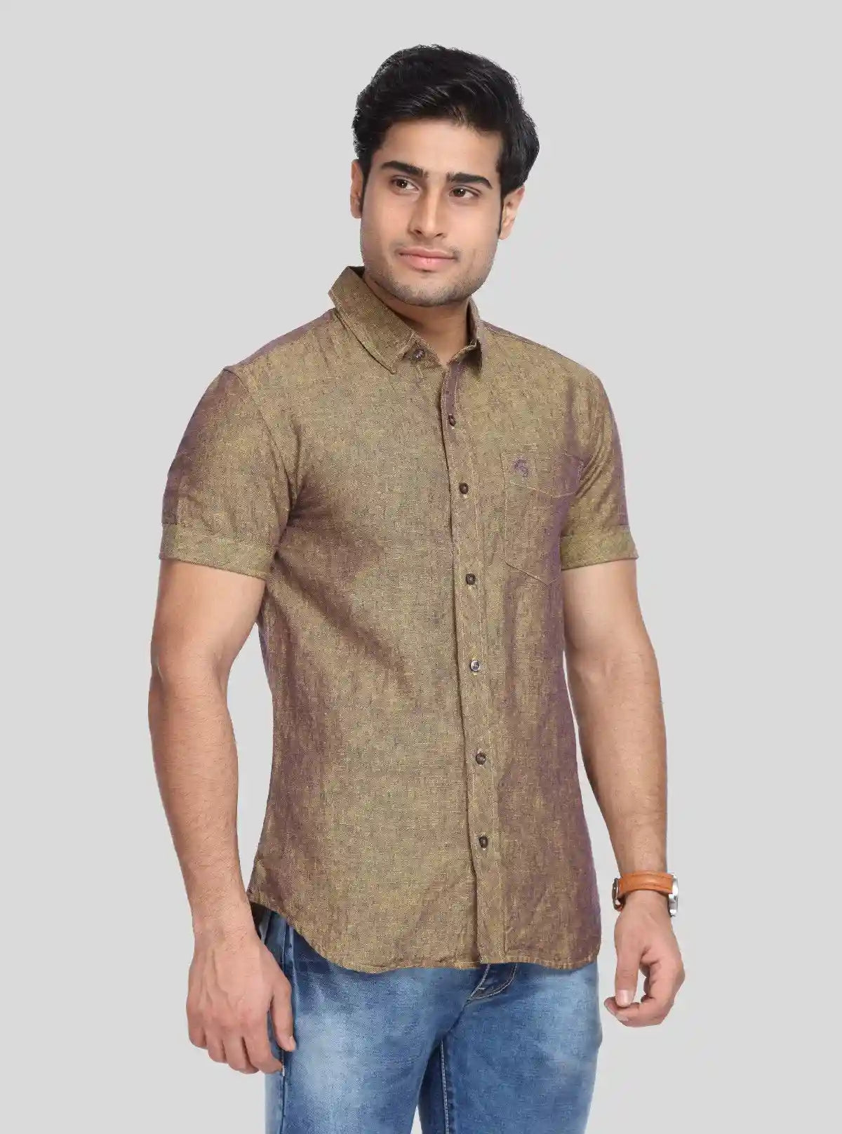 Men's Dusted Brown Linen Blended Shirt – Earthy, Elegant & All-Season Style | Buy Online at gep32c-qs.myshopify.com