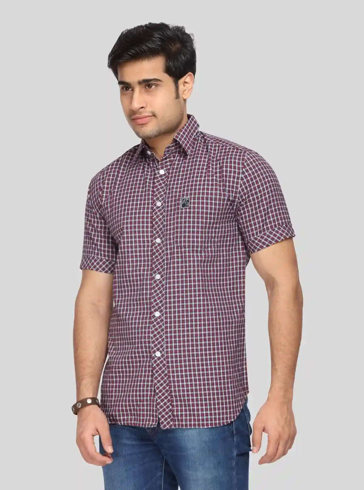 Men's Maroon Checked Shirt – Classic, Warm-Toned & Effortlessly Stylish | Buy Online at gep32c-qs.myshopify.com