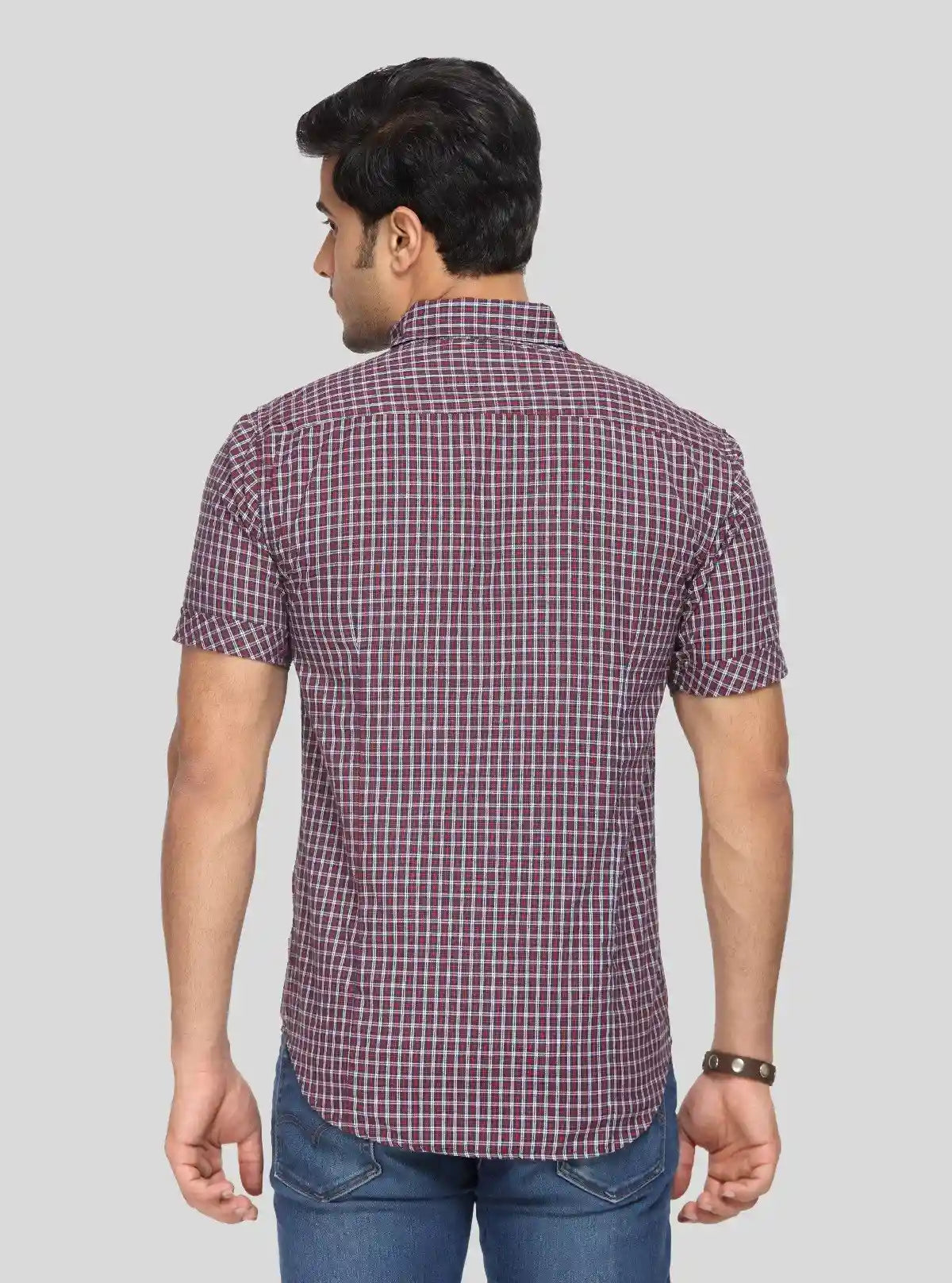 Men's Maroon Checked Shirt – Classic, Warm-Toned & Effortlessly Stylish | Buy Online at  Boer and Fitch