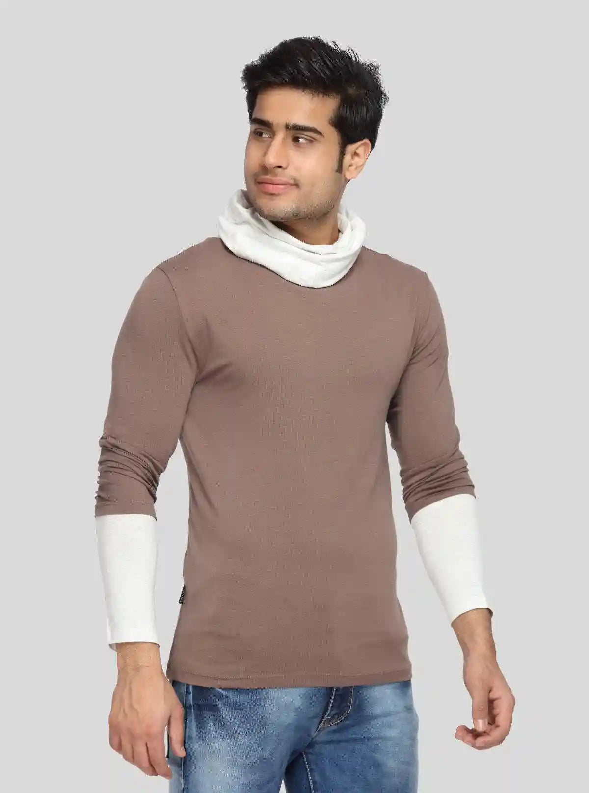 Men's Solid Brown Cotton Cowl Neck T-Shirt – Boer and Fitch | Buy Online at  Boer and Fitch