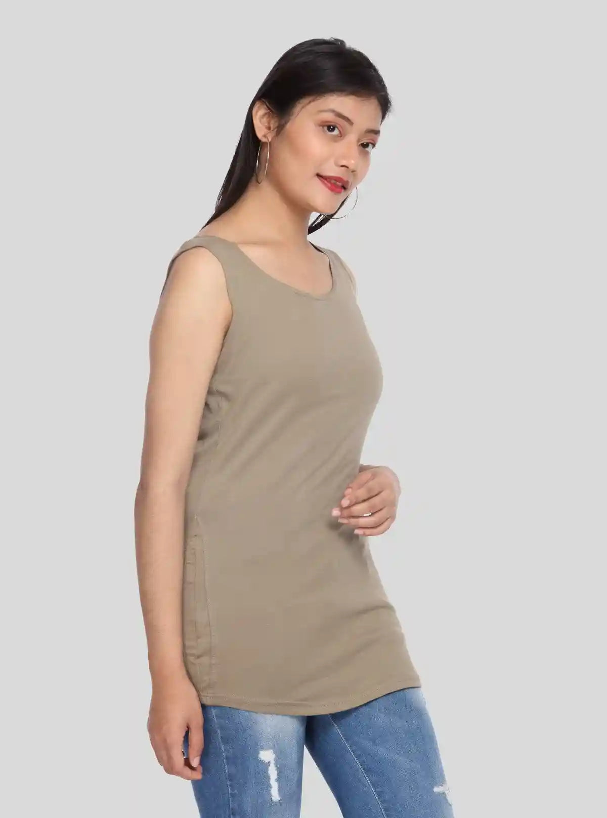 Women’s Solid Brown Sleeveless Stretch Top – Boer and Fitch | Buy Online at  Boer and Fitch