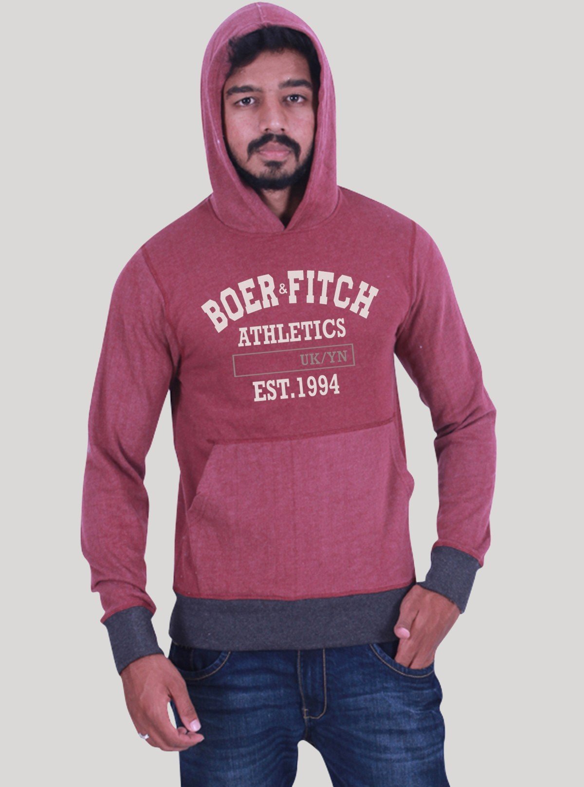 Burgundy Hooded Sweatshirt for Men – Casual Comfort by Boer and Fitch - Boer and Fitch