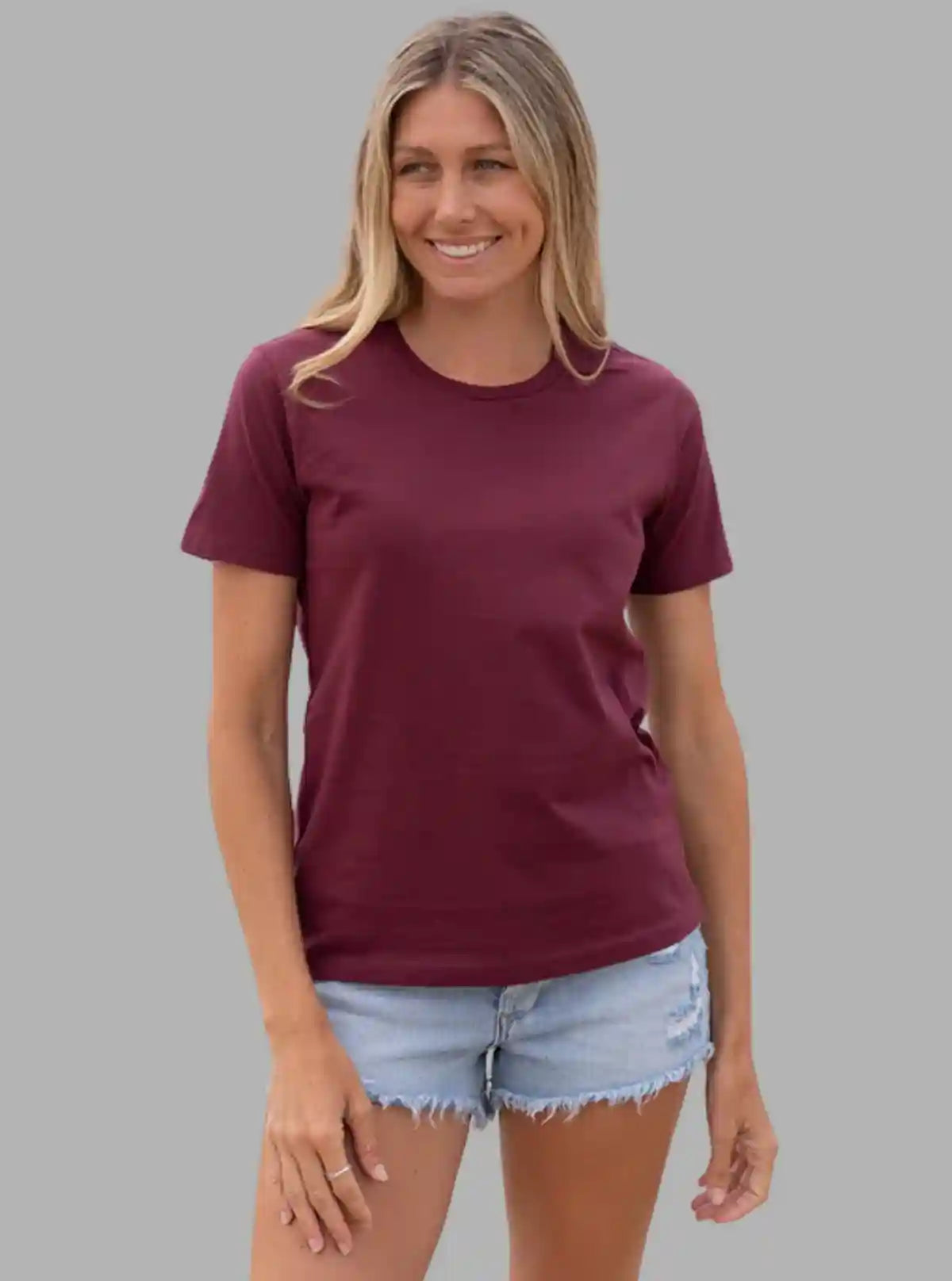 Women's Burgundy Crew Neck Cotton Jersey Short Sleeve T-Shirt by Boer and Fitch | Buy Online at  Boer and Fitch