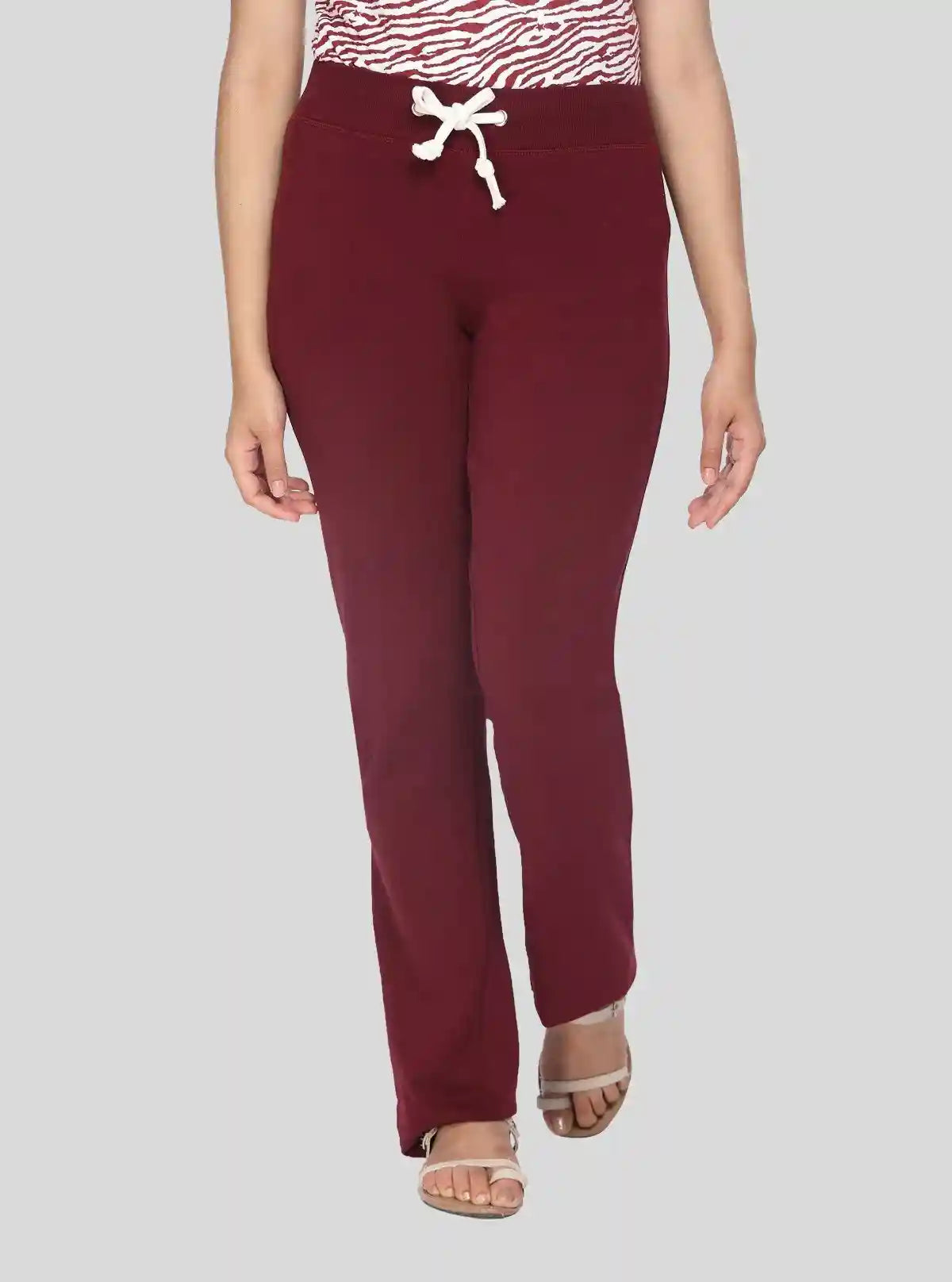Women’s Burgundy Relaxed Fit Cotton Elastane Jersey Knit Trousers | Buy Online at  Boer and Fitch