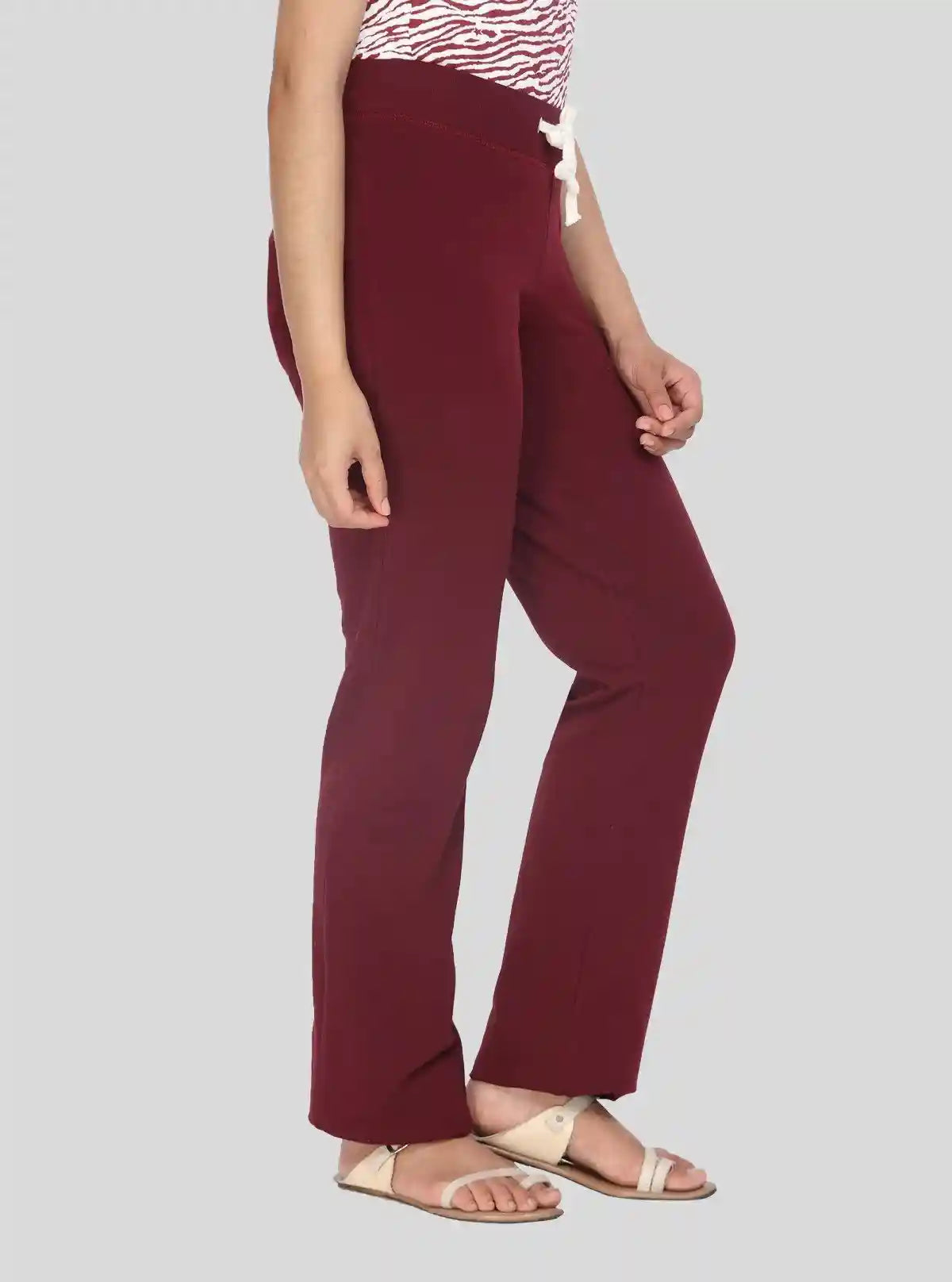 Women’s Burgundy Relaxed Fit Cotton Elastane Jersey Knit Trousers | Buy Online at  Boer and Fitch
