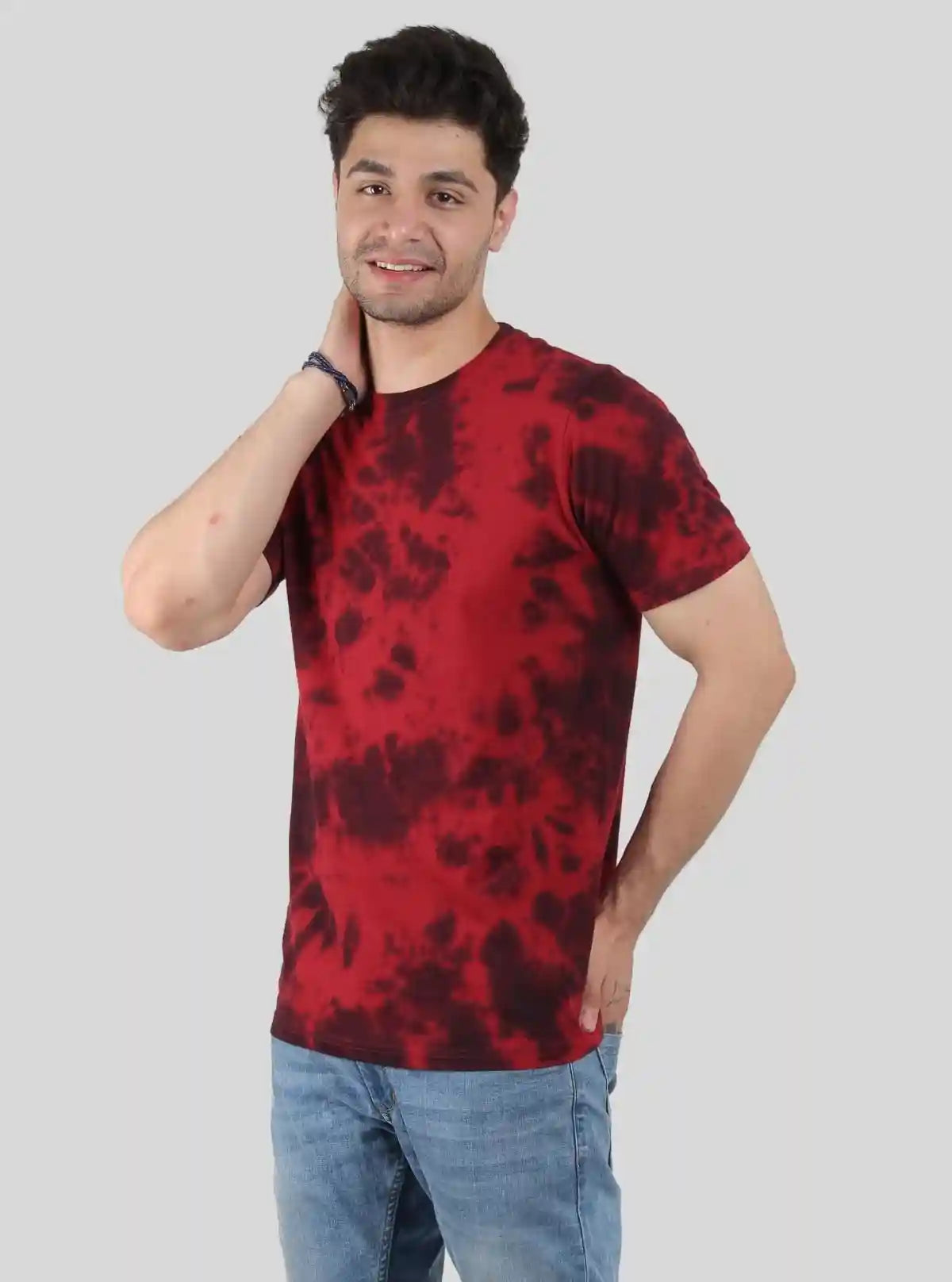Men’s Red Tie and Dye T-Shirt – Vibrant Street Style Cotton Tee | Buy Online at  Boer and Fitch