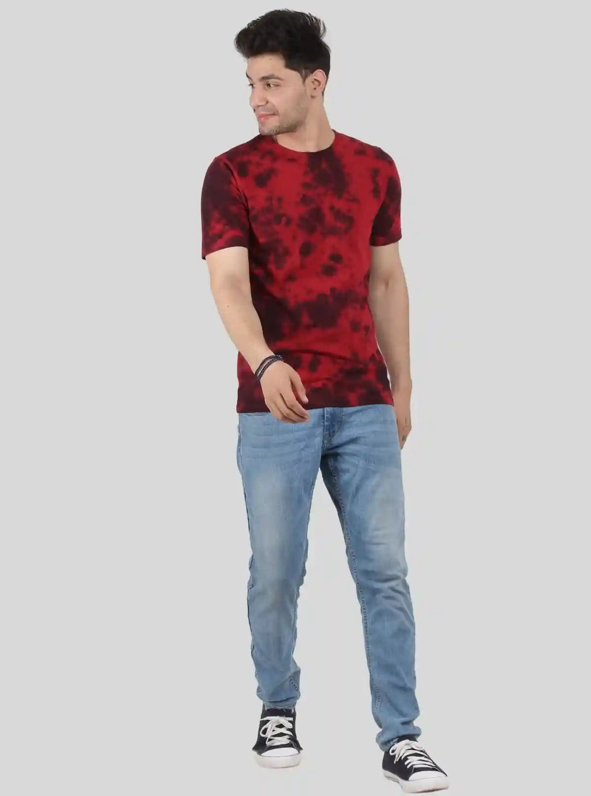 Men’s Red Tie and Dye T-Shirt – Vibrant Street Style Cotton Tee | Buy Online at  Boer and Fitch
