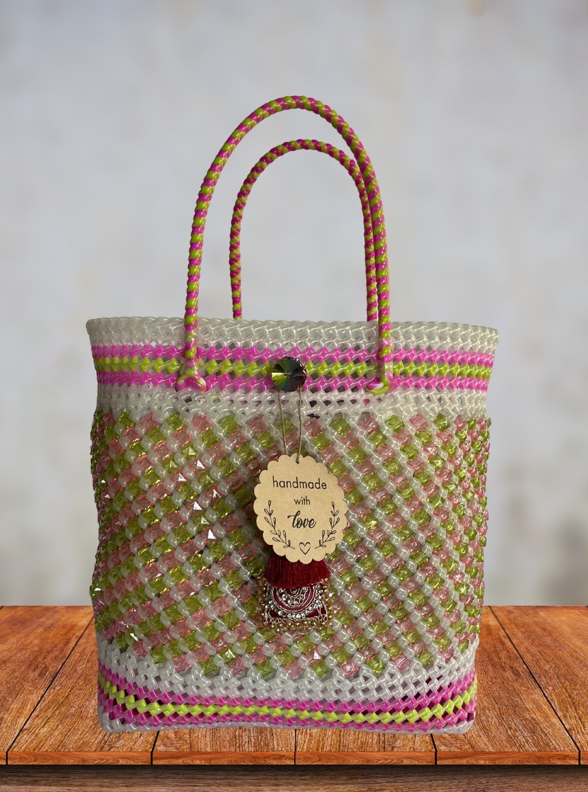 Candy Pearl Handmade Beaded Tote Bag – Elegant & Stylish Accessory - Boer and Fitch
