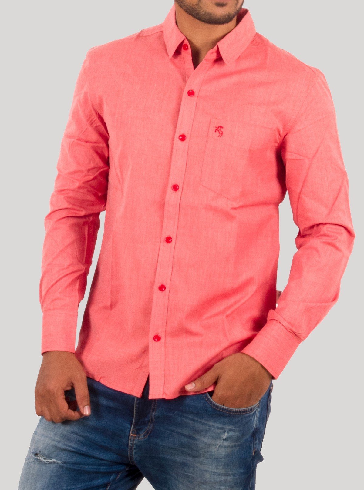 Carmine Slim Fit Long Sleeve Shirt for Men – Casual Cotton Shirt by Boer and Fitch - Boer and Fitch