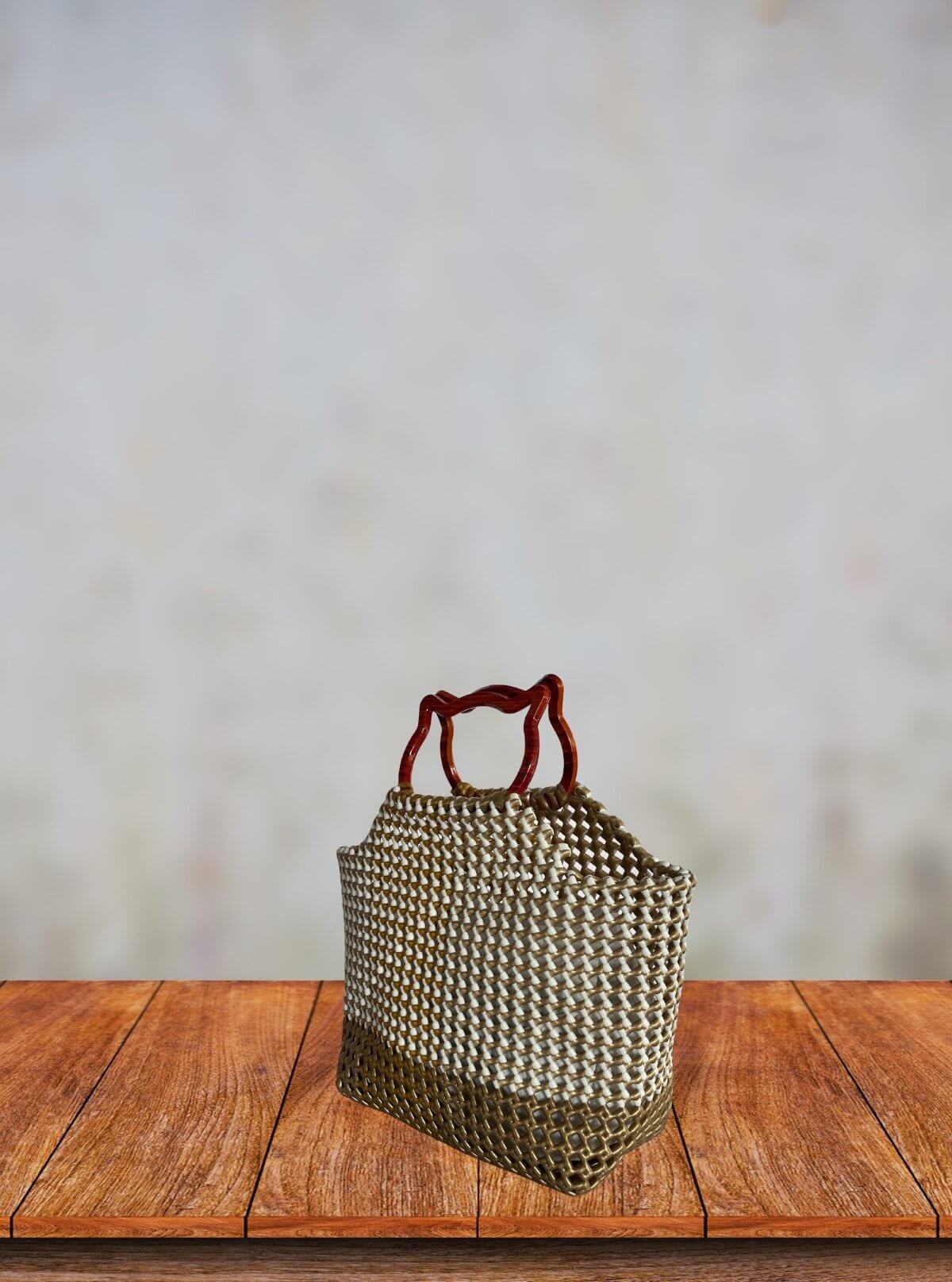 Cat‑Ear Handle Tote — Cream & Light Brown Bag - Boer and Fitch