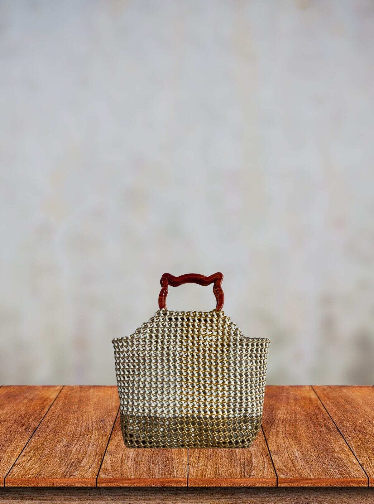 Cat‑Ear Handle Tote — Cream & Light Brown Bag - Boer and Fitch