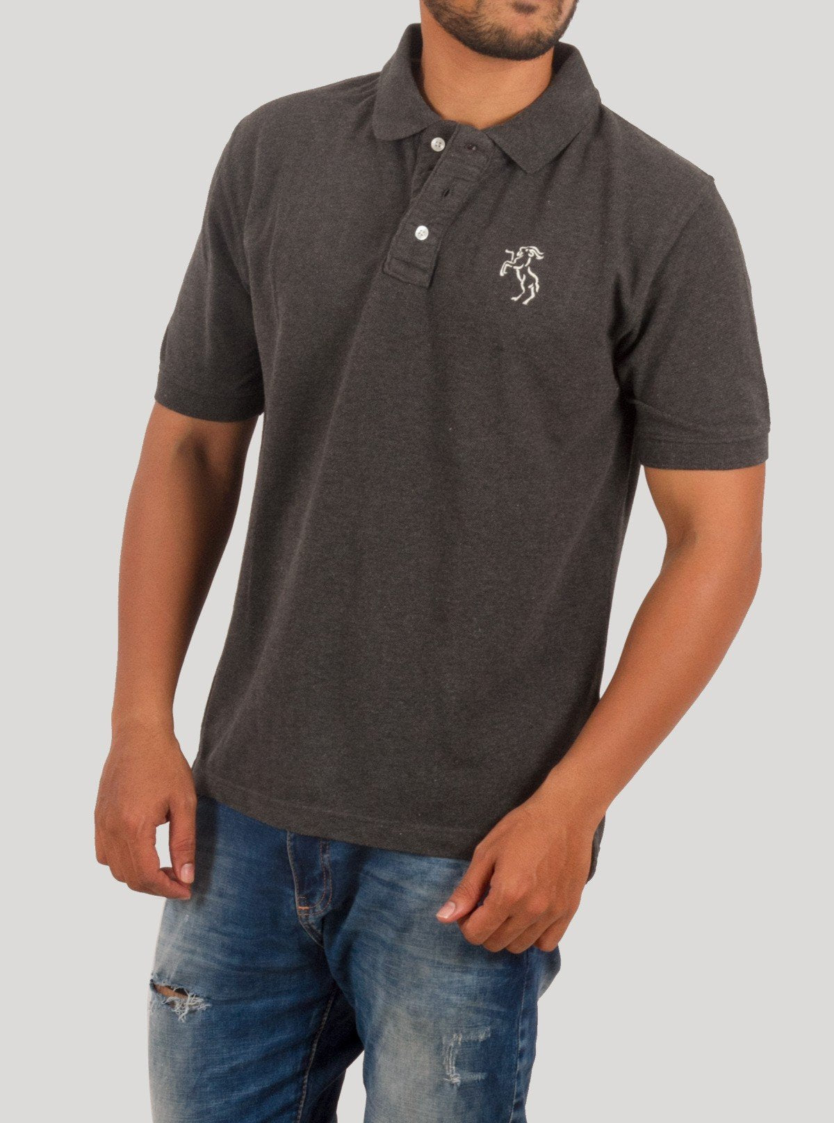 Charcoal Melange Embroidery Polo T-Shirt for Men – Classic Style by Boer and Fitch - Boer and Fitch