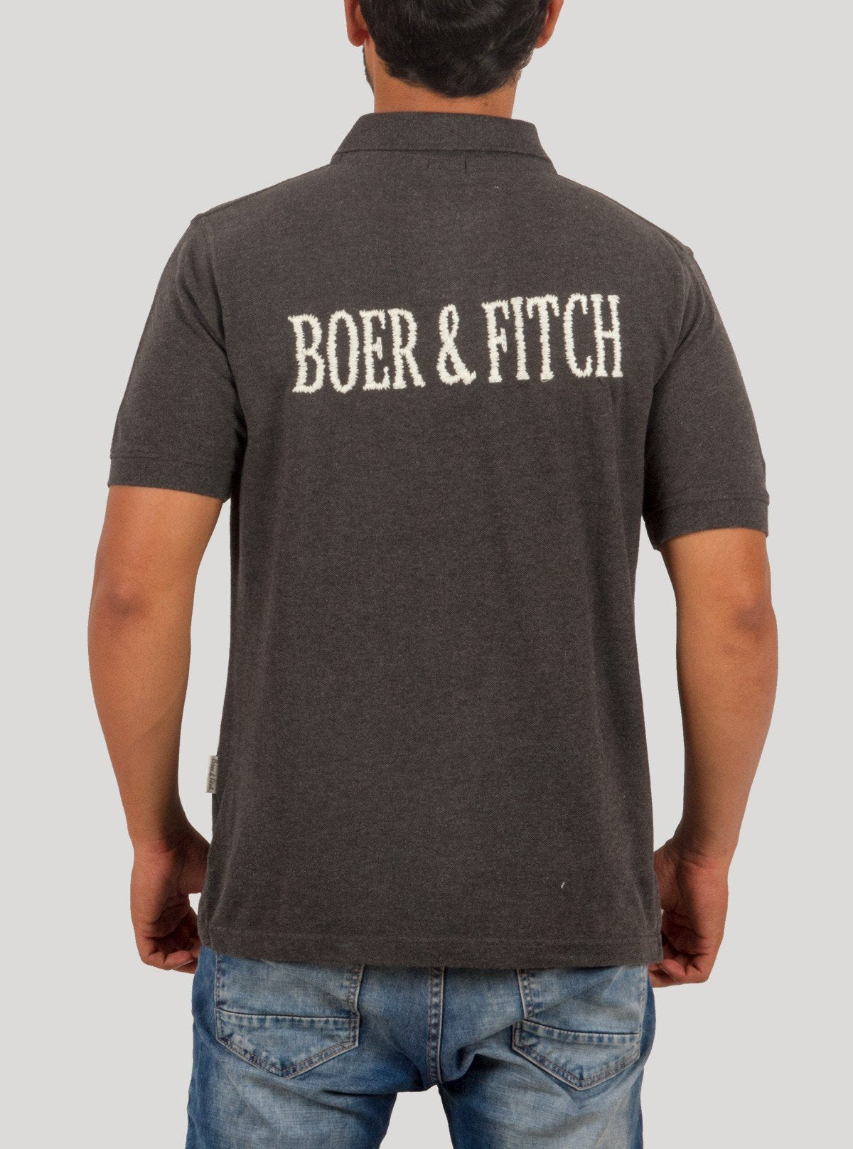 Charcoal Melange Embroidery Polo T-Shirt for Men – Classic Style by Boer and Fitch - Boer and Fitch
