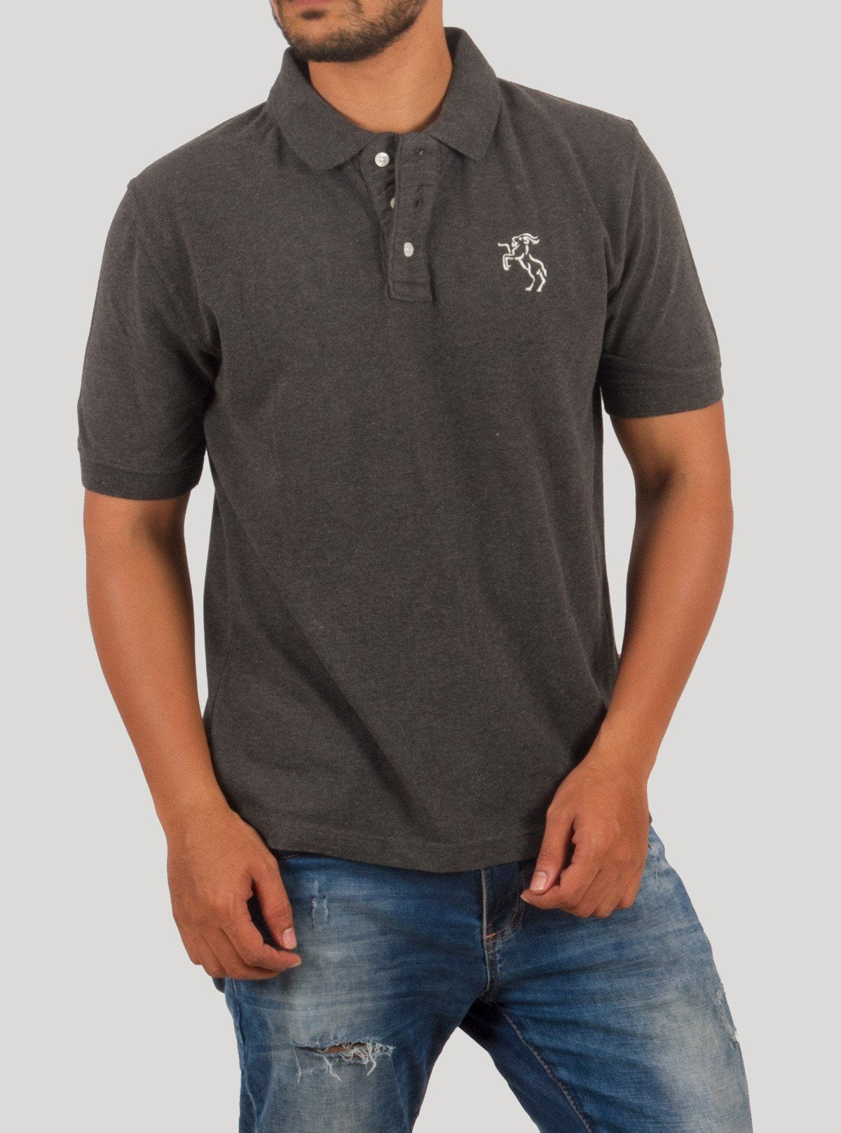 Charcoal Melange Embroidery Polo T-Shirt for Men – Classic Style by Boer and Fitch - Boer and Fitch