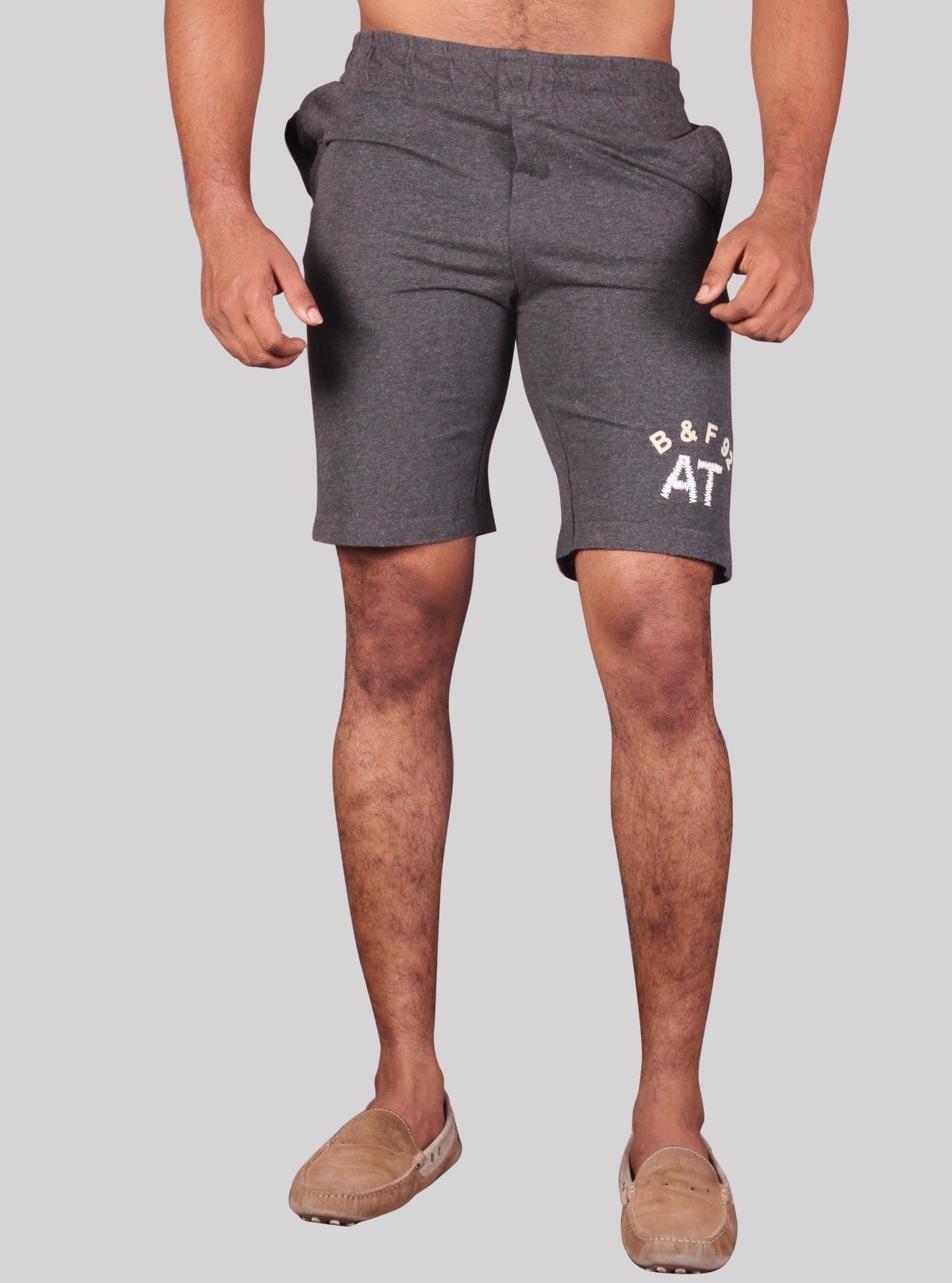 Charcoal Melange Jersey Shorts for Men – Casual Cotton Shorts by Boer and Fitch - Boer and Fitch