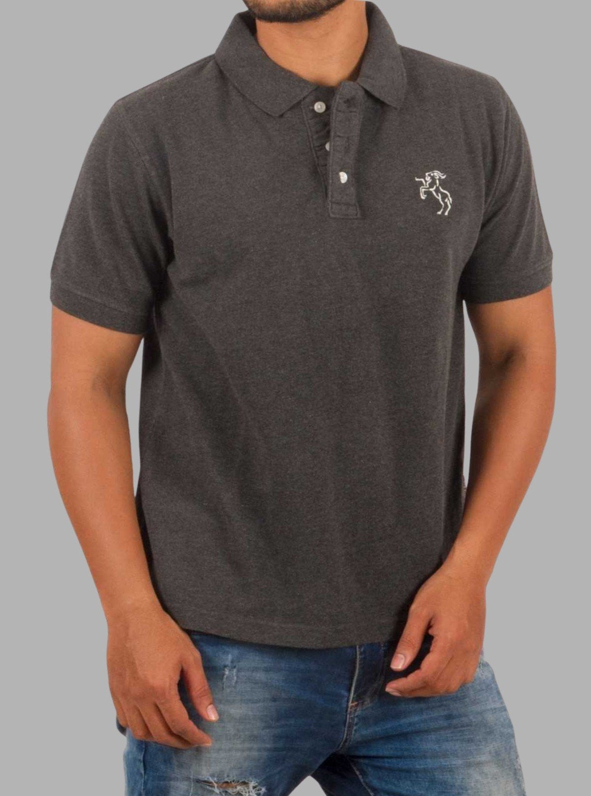 Charcoal Melange Polo T-Shirt for Men – Casual Cotton Polo by Boer and Fitch - Boer and Fitch