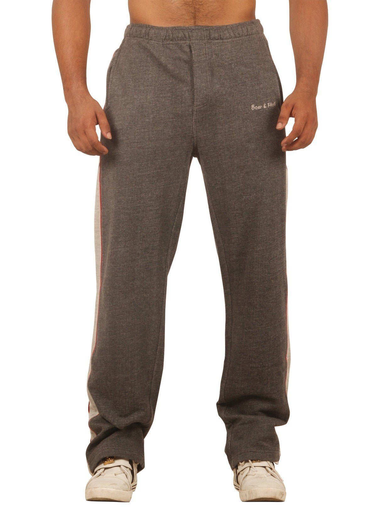 Charcoal Melange Track Pants with Grey Stripes for Men – Boer and Fitch - Boer and Fitch