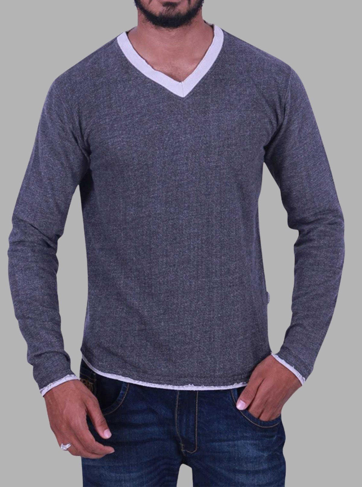 Charcoal Melange V - Neck Sweatshirt – Boer and Fitch - Boer and Fitch