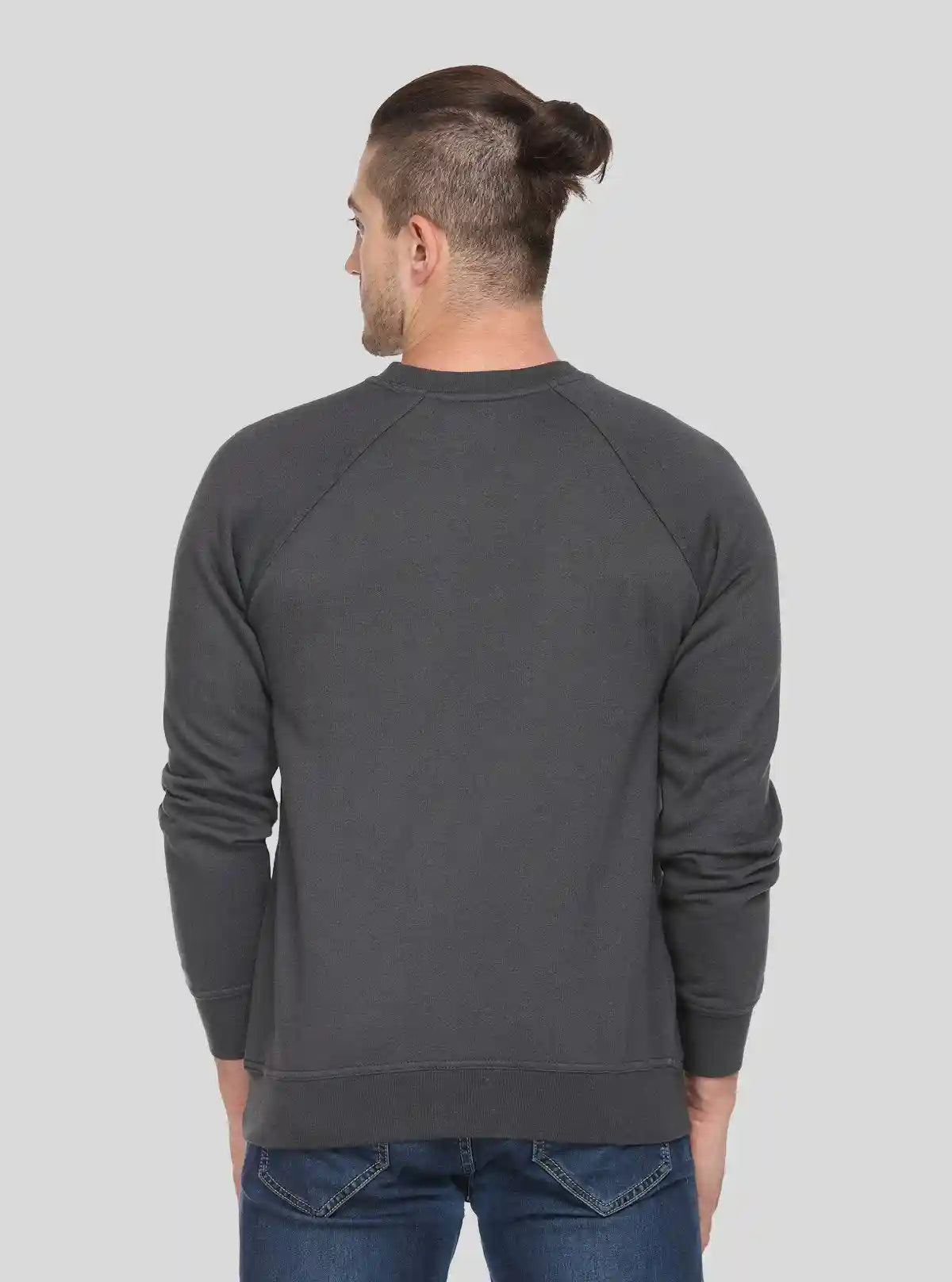 Men’s Charcoal Melange Raglon Fleece Sweatshirt – Sleek Warmth & Fit | Buy Online at  Boer and Fitch