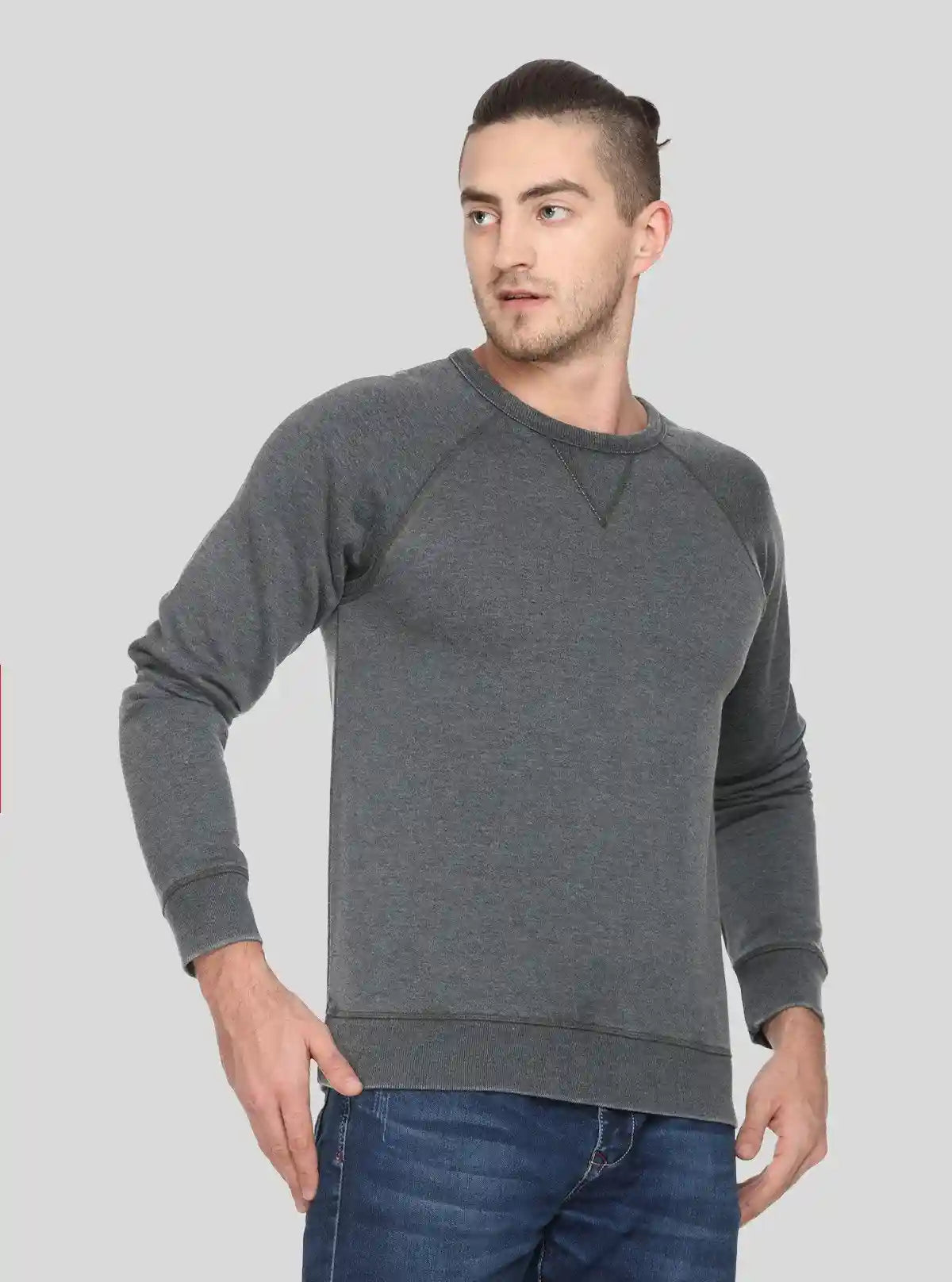 Men’s Charcoal V-Cut Fleece Sweatshirt – Sleek, Smart & Comfortable | Buy Online at  Boer and Fitch