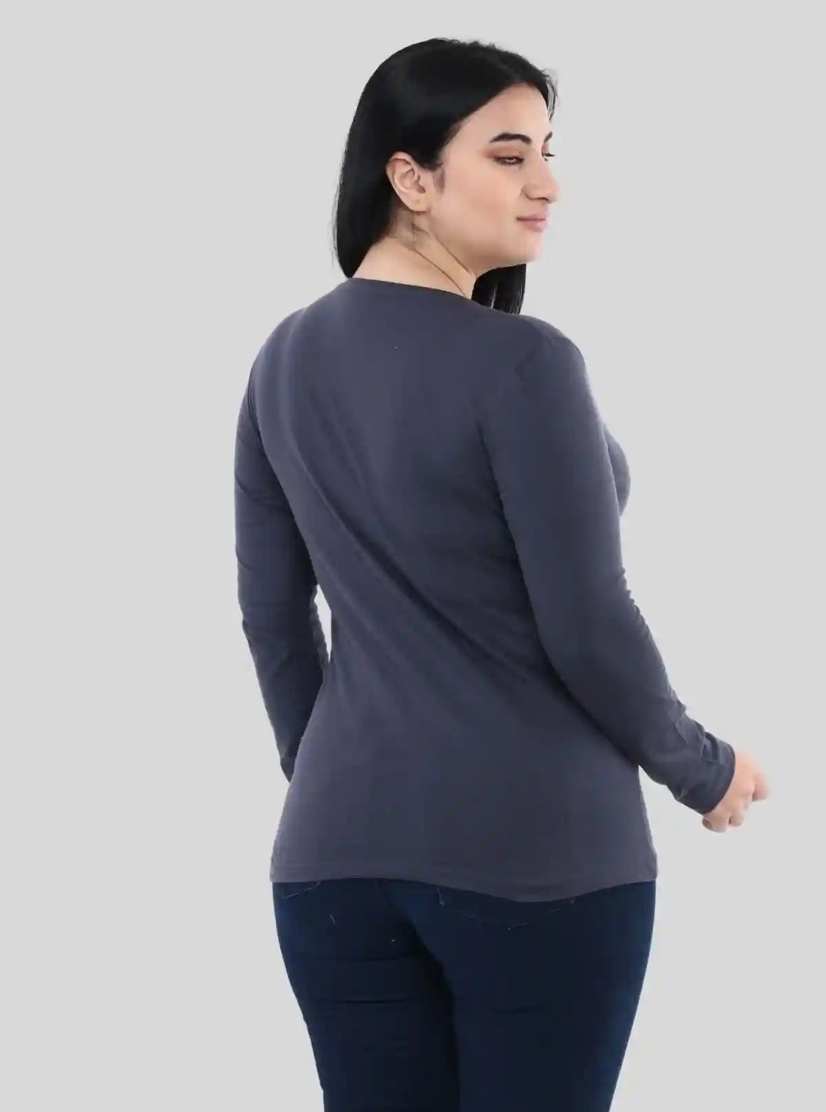 Women's Charcoal Melange Crew Neck Cotton Jersey Long Sleeve T-Shirt by Boer and Fitch | Buy Online at  Boer and Fitch