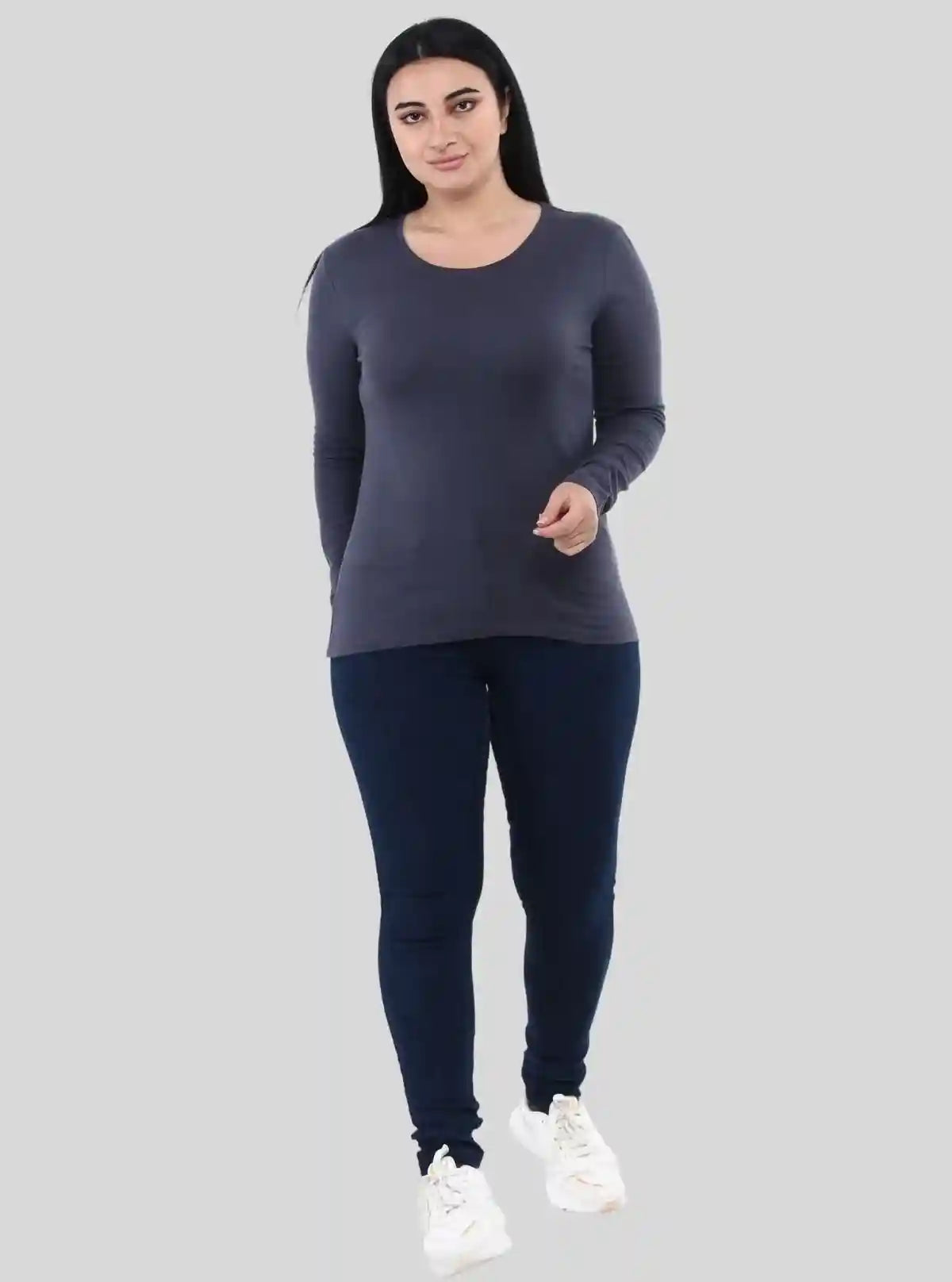 Women's Charcoal Melange Crew Neck Cotton Jersey Long Sleeve T-Shirt by Boer and Fitch | Buy Online at  Boer and Fitch