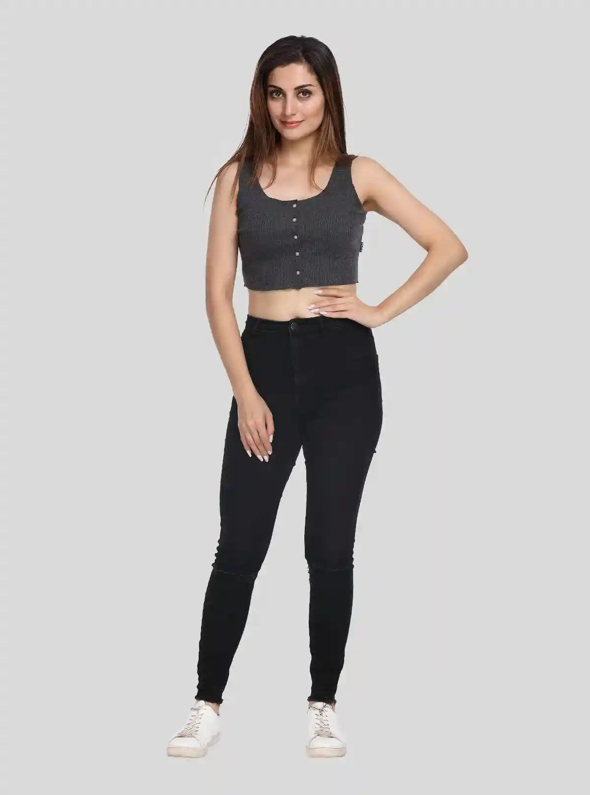 Women's Charcoal Melange Sleeveless Durby Crop Top – Boer & Fitch | Buy Online at  Boer and Fitch