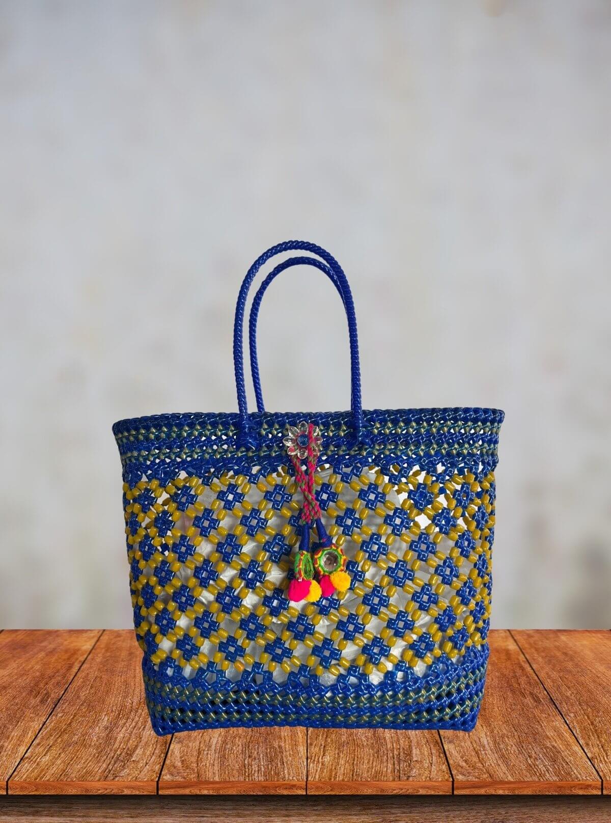 Checkerboard Handmade Beaded Tote Bag – Eco - Friendly Fashion Accessory - Boer and Fitch