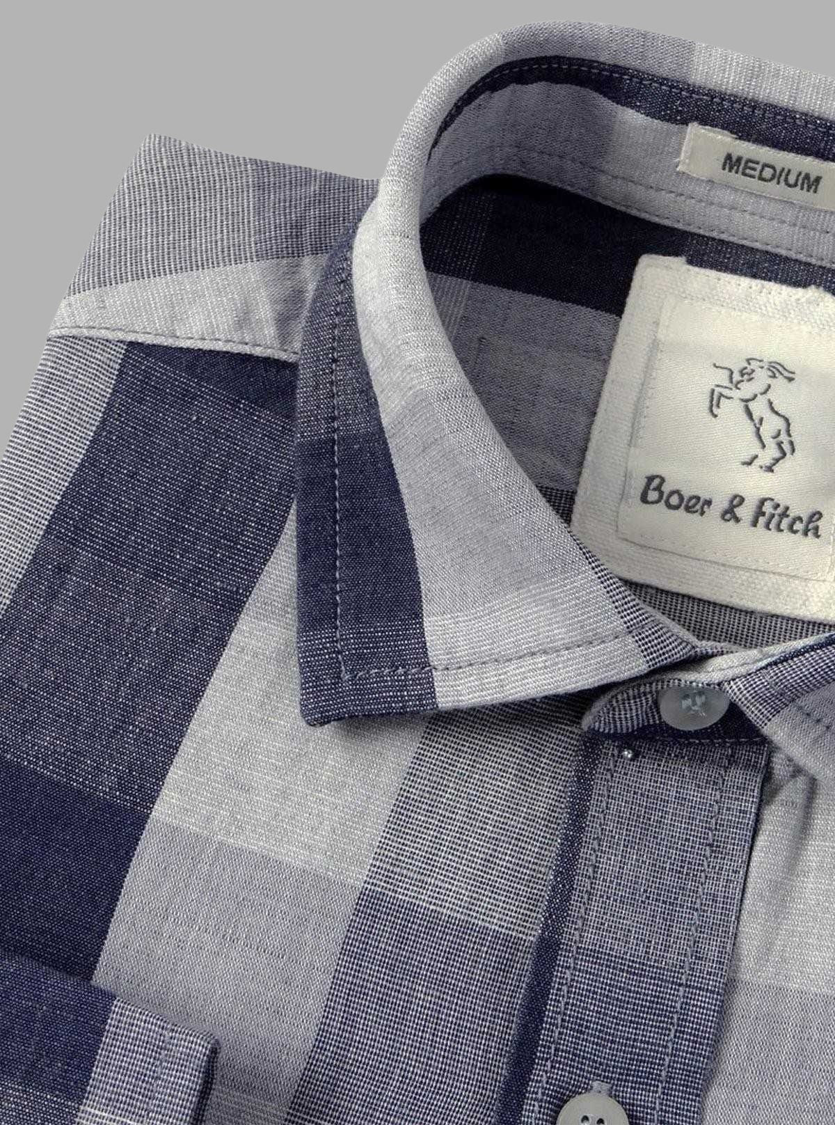Classic Grey Striped Linen Full Sleeve Shirt for Men – Casual & Smart by Boer and Fitch - Boer and Fitch