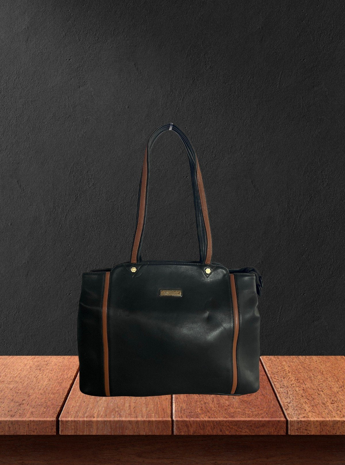 Contrast Black Leather Bag – Premium Dual - Tone Style for Modern Sophistication - Boer and Fitch