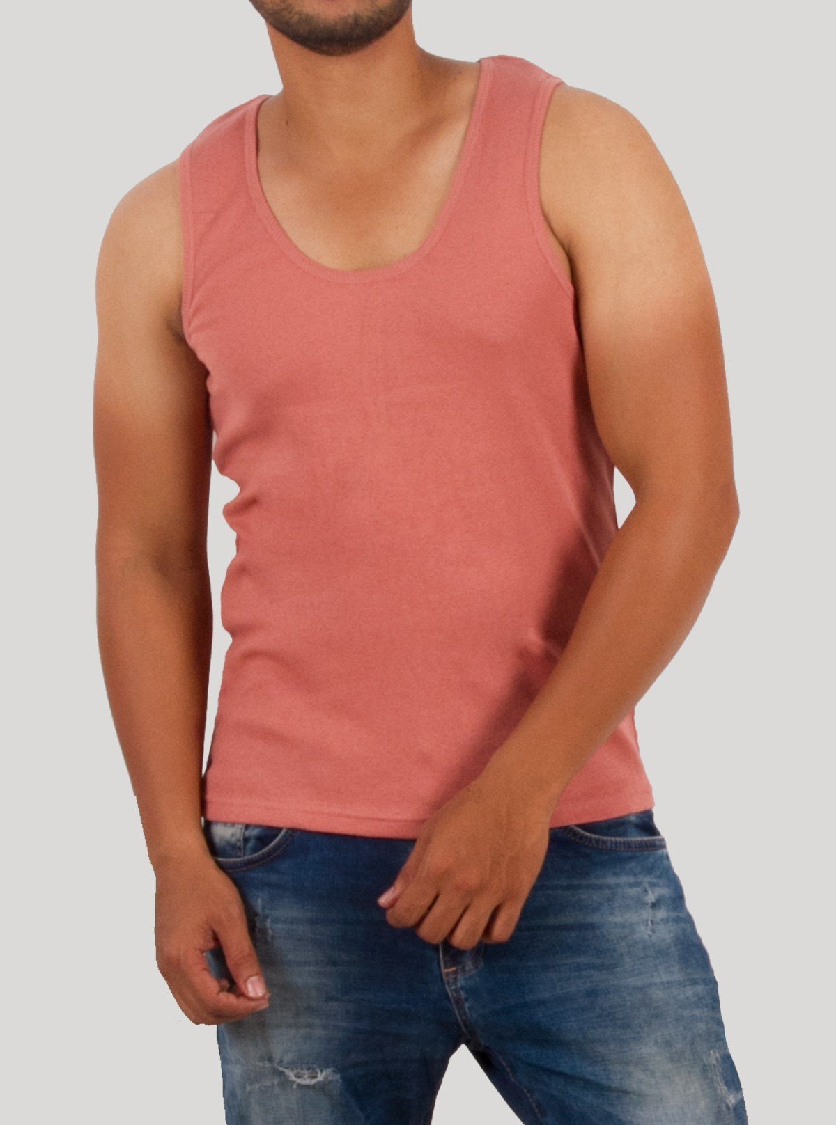 Coral Sleeveless T-Shirt for Men – Casual Summer Tee by Boer and Fitch - Boer and Fitch