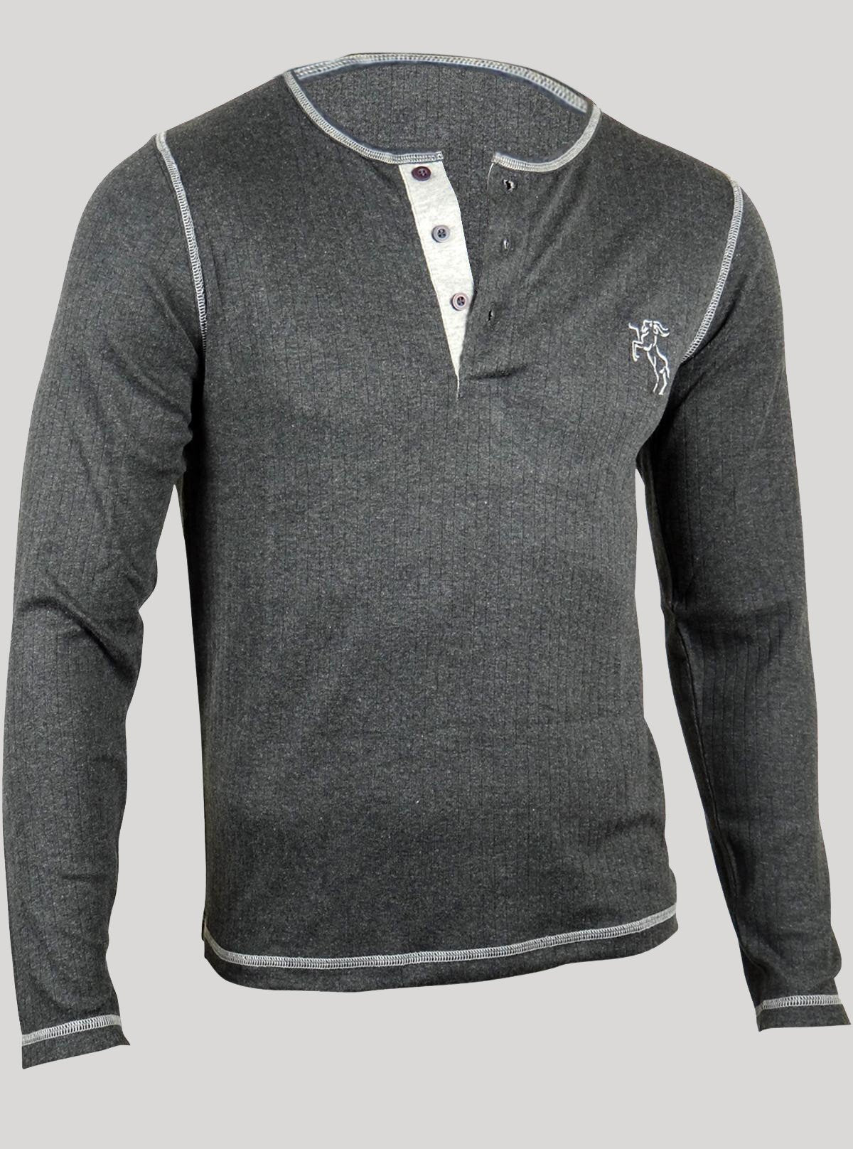 Dark Grey Melange Henley T-Shirt for Men – Casual Comfort by Boer and Fitch - Boer and Fitch