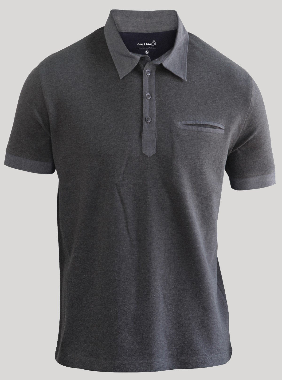 Dark Grey Melange Polo T-Shirt for Men – Casual Style by Boer and Fitch - Boer and Fitch