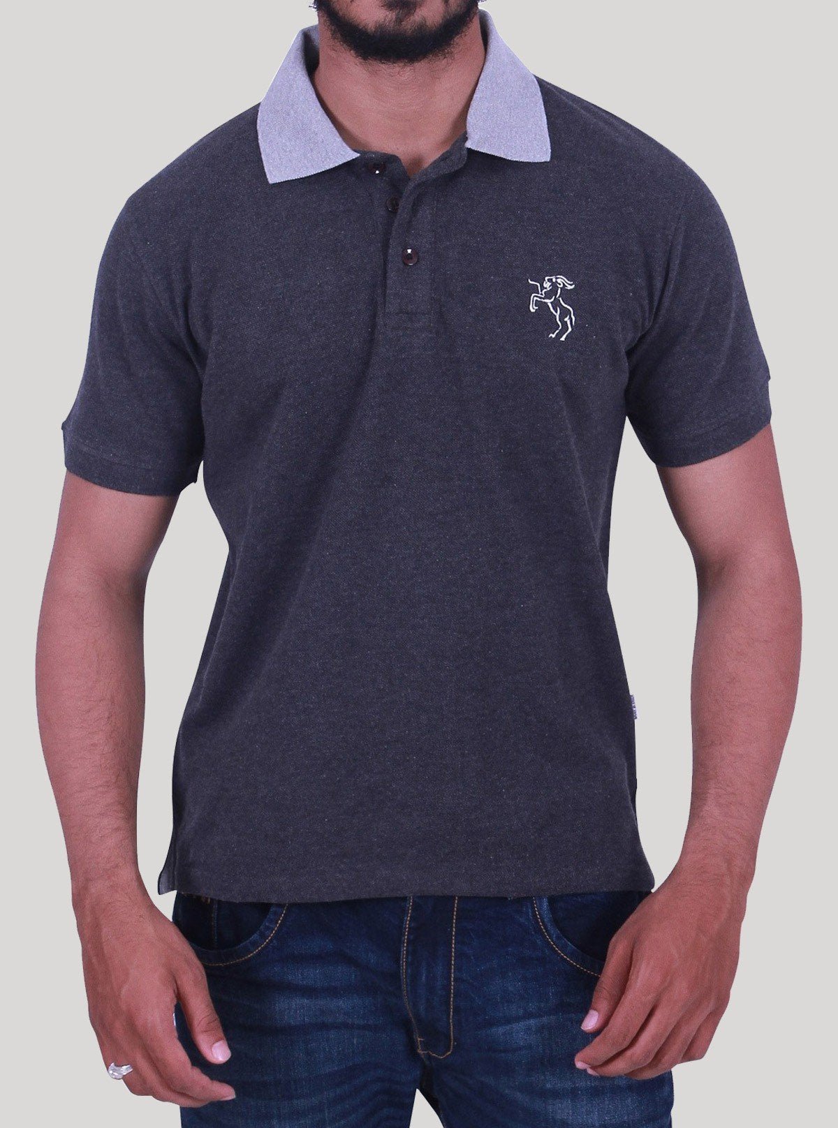 Dark Melange Polo T-Shirt for Men – Casual Cotton Tee by Boer and Fitch - Boer and Fitch