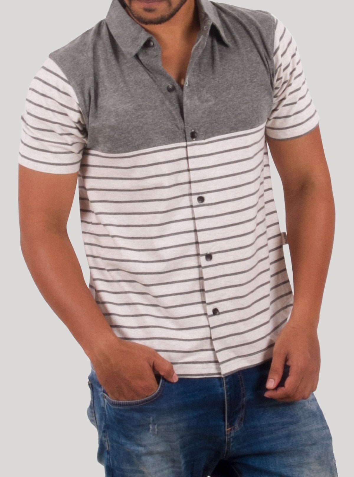 Dark Melange Striped Polo T-Shirt for Men – Casual Cotton Tee by Boer and Fitch - Boer and Fitch
