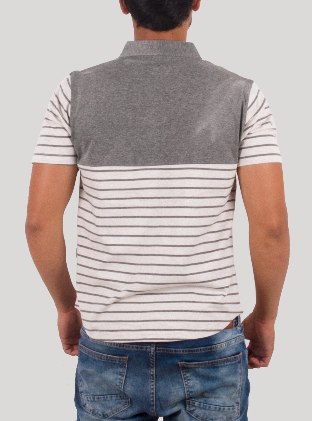 Dark Melange Striped Polo T-Shirt for Men – Casual Cotton Tee by Boer and Fitch - Boer and Fitch