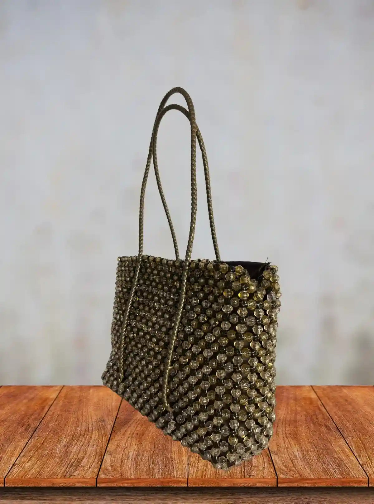 Bamboo with Gold Handmade Beaded Tote Bag with Zip – Stylish Eco Tote from Boer and Fitch | Buy Online at gep32c-qs.myshopify.com