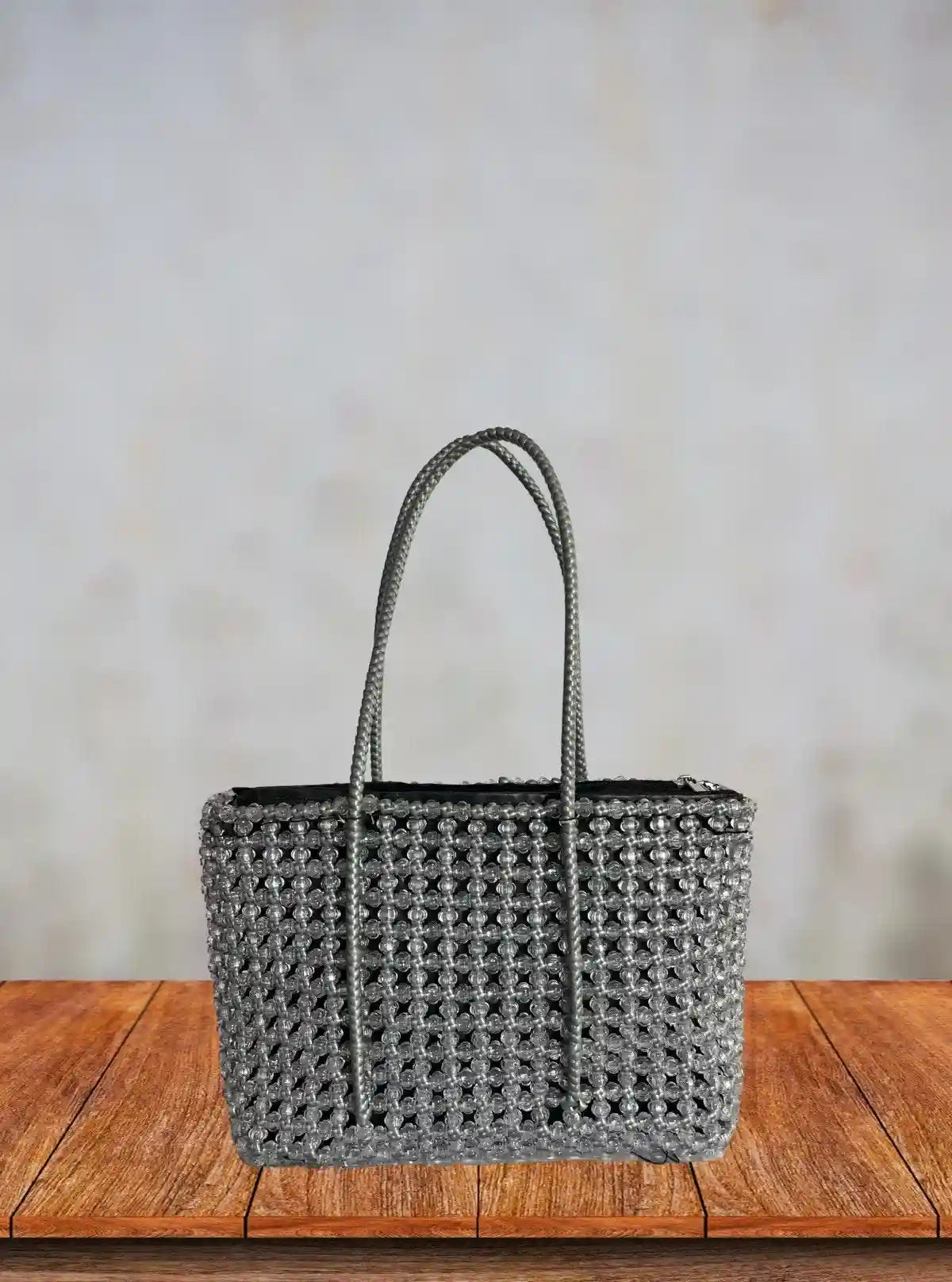 Grey Handmade Beaded Tote Bag with Zip – Stylish & Durable Accessory from Boer and Fitch | Buy Online at gep32c-qs.myshopify.com