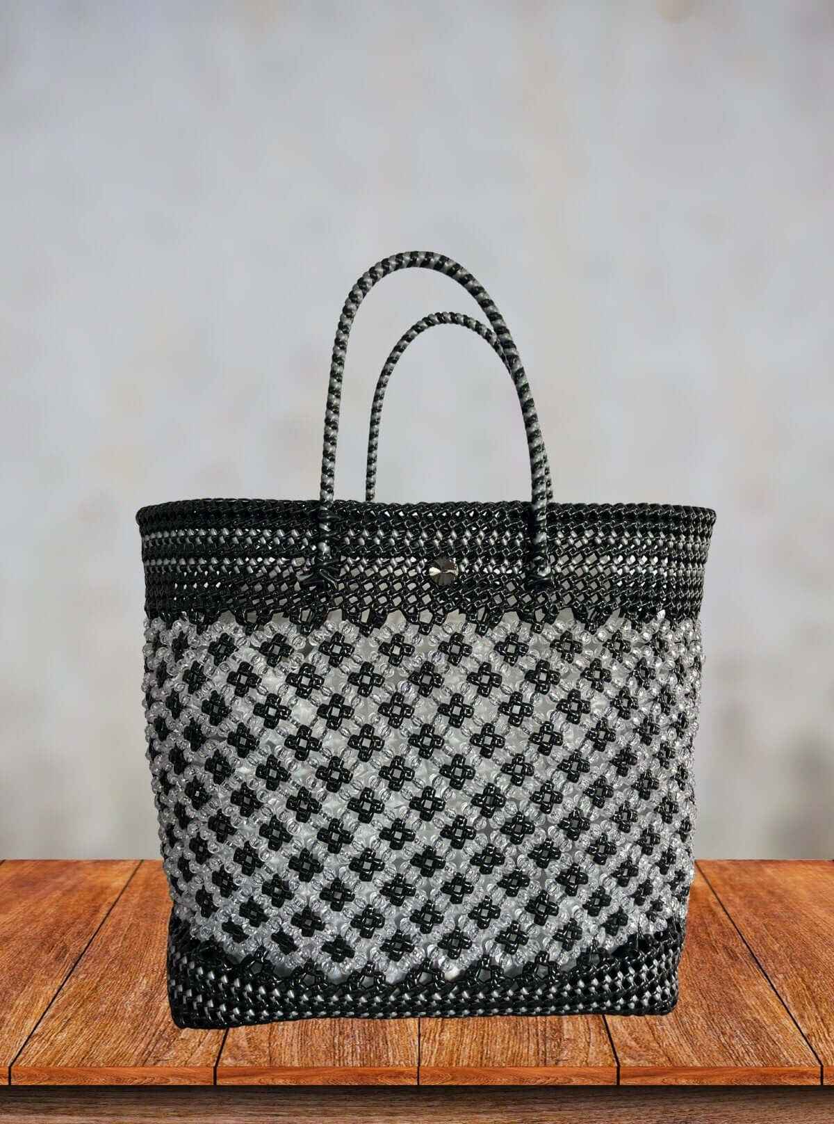 Grey Mosaic Handmade Beaded Tote Bag – Artisanal Sustainable Fashion from Boer and Fitch | Buy Online at gep32c-qs.myshopify.com