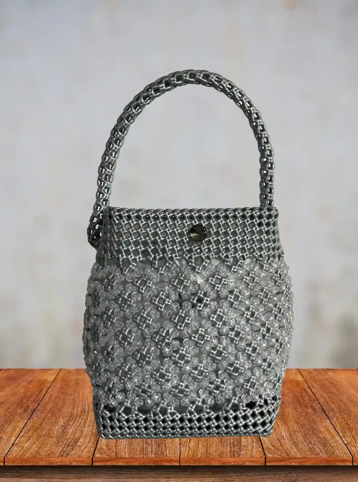 Handmade Grey Beaded Tote Bag  – Eco-Friendly Shopper from Boer and Fitch | Buy Online at gep32c-qs.myshopify.com