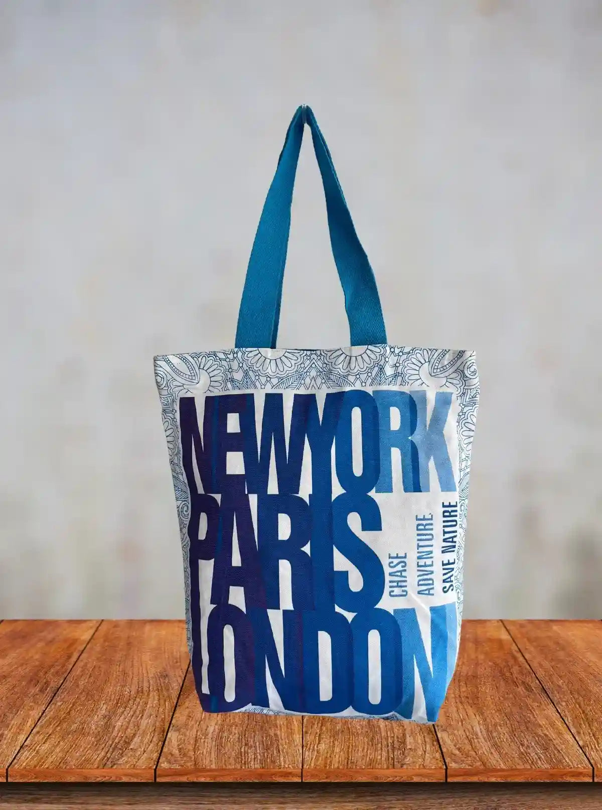 Shades of Blue Canvas Bag – Elegant Gradient Tote for Daily Versatility | Buy Online at  Boer and Fitch