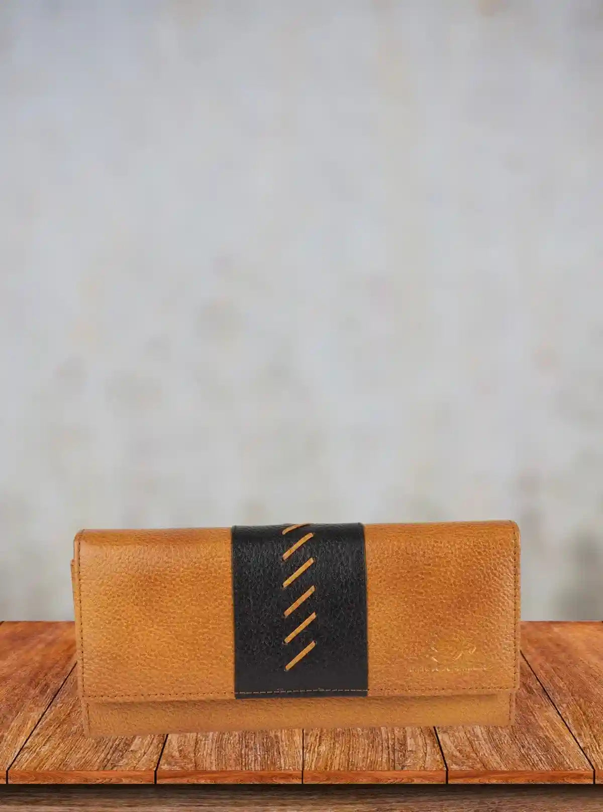Tan Leather Clutch Wallet with Black Patch – Elegant & Sleek | Buy Online at  Boer and Fitch