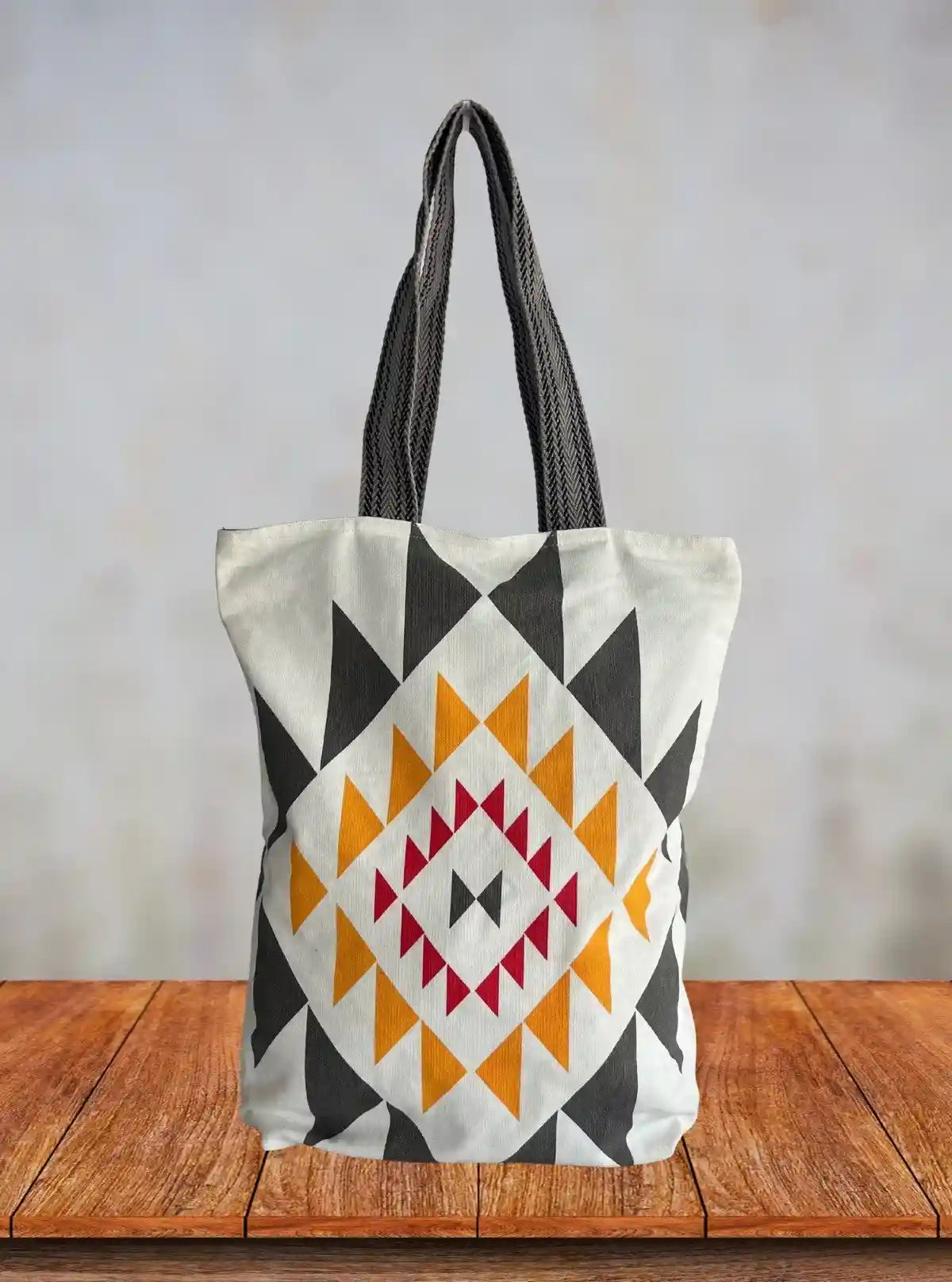 Textured Triangle White Canvas Bag – Modern Minimal Tote by Boer & Fitch | Buy Online at  Boer and Fitch