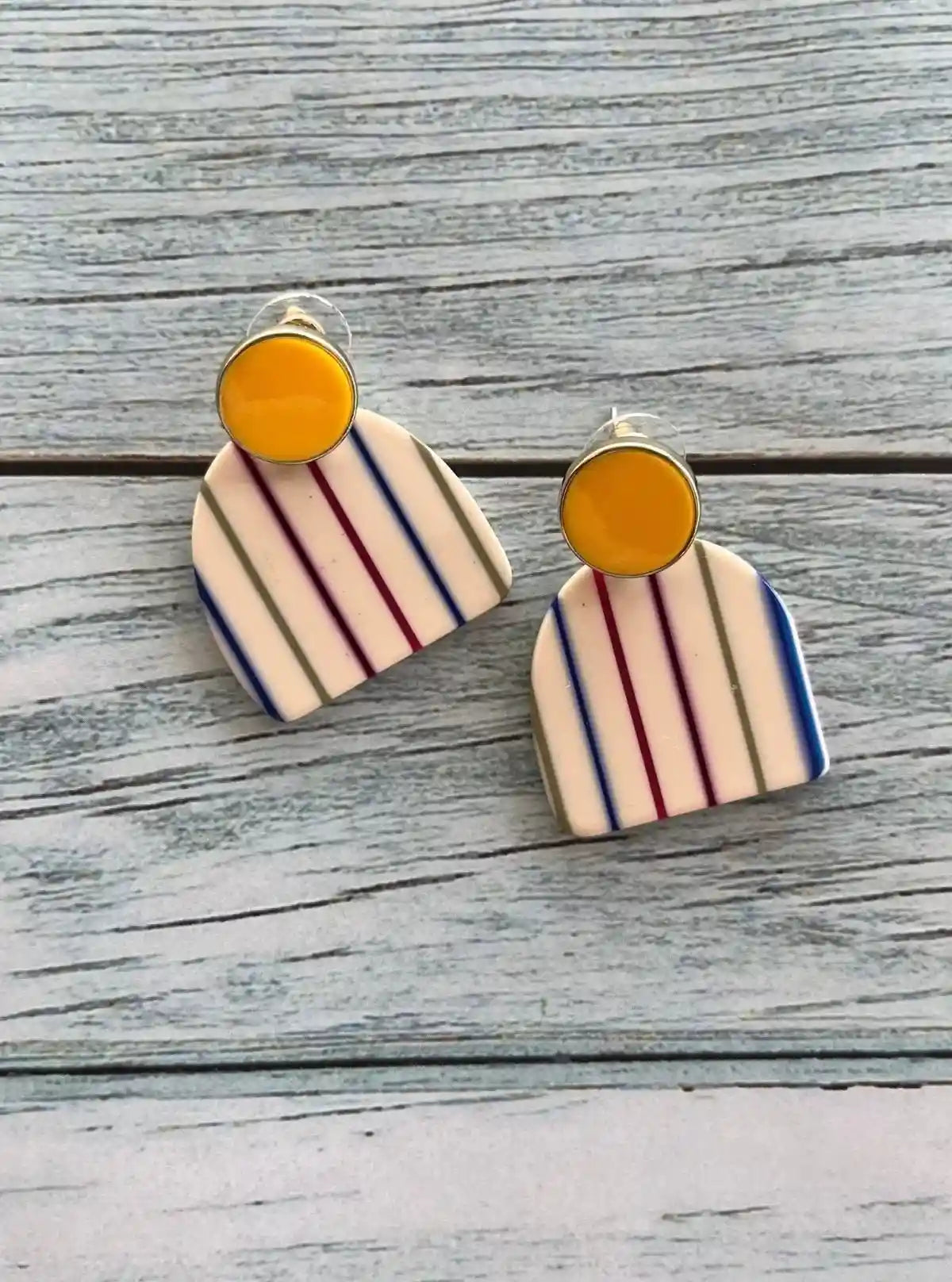 Women’s Yellow Geometric Stripes Earrings – Bold & Trendy Accent | Buy Online at  Boer and Fitch