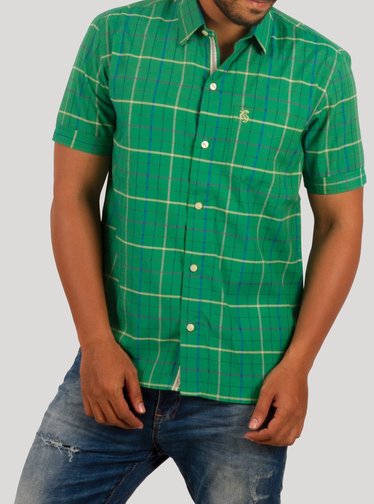 Elegant Green Checked Half Sleeve Casual Shirt for Men – Boer and Fitch - Boer and Fitch
